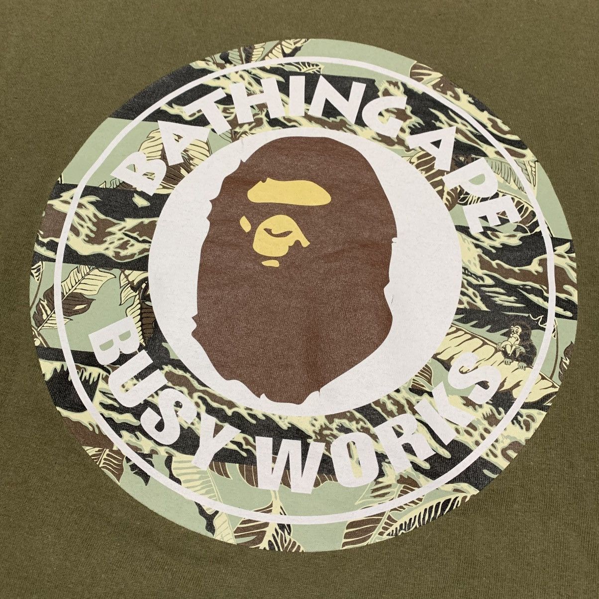 Bape Bape Large Busy Works Tiger Camo Green Tee A Bathing Ape Size US L / EU 52-54 / 3 - 3 Thumbnail