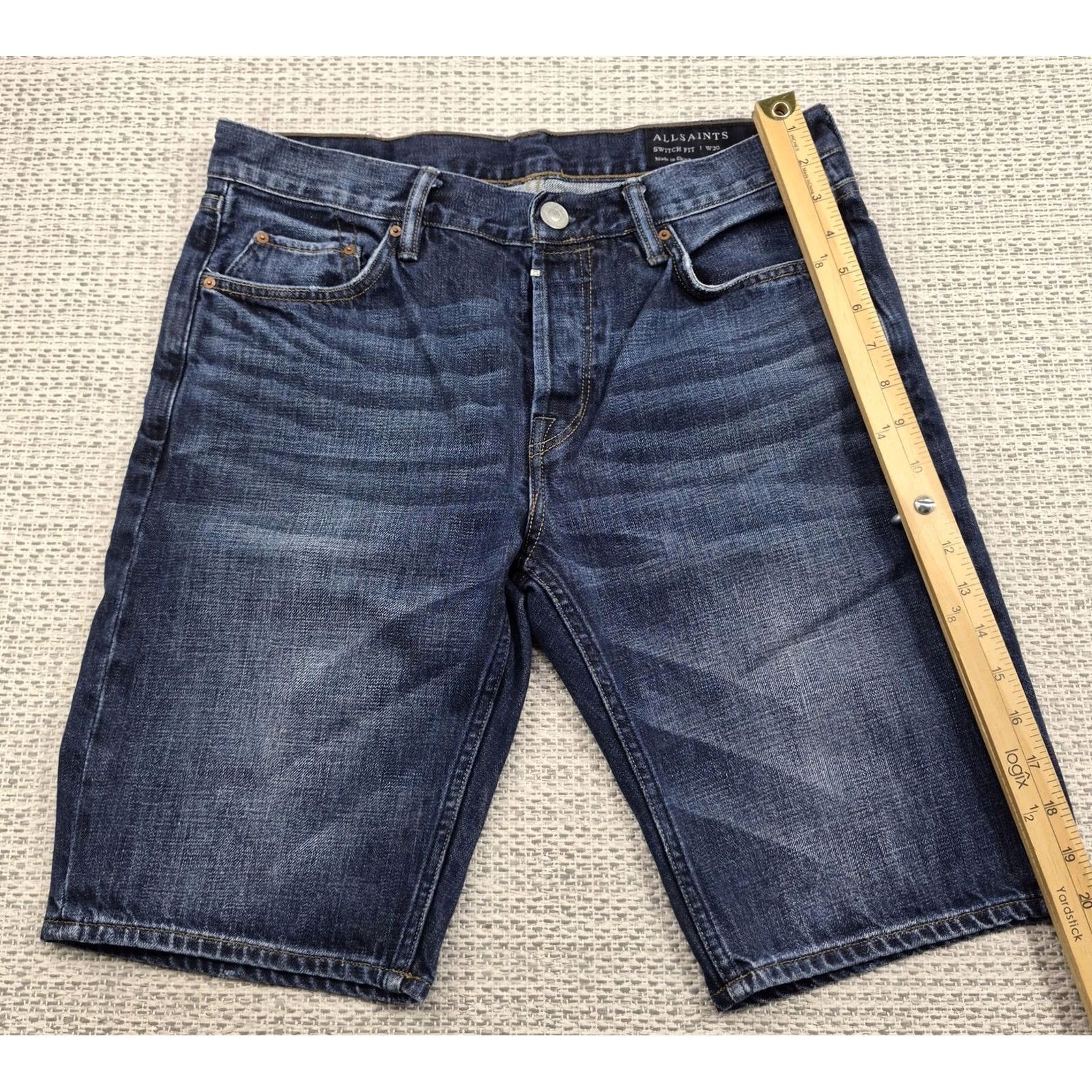 Allsaints AllSaints Mens Bermuda Shorts 30 Blue Stamp Switch Denim Casual Button Fly Bermuda Shorts Mens 30 Blue Stamp Switch Denim Short 5-Pocket Design Size US 30 / EU 46 - 7 Thumbnail