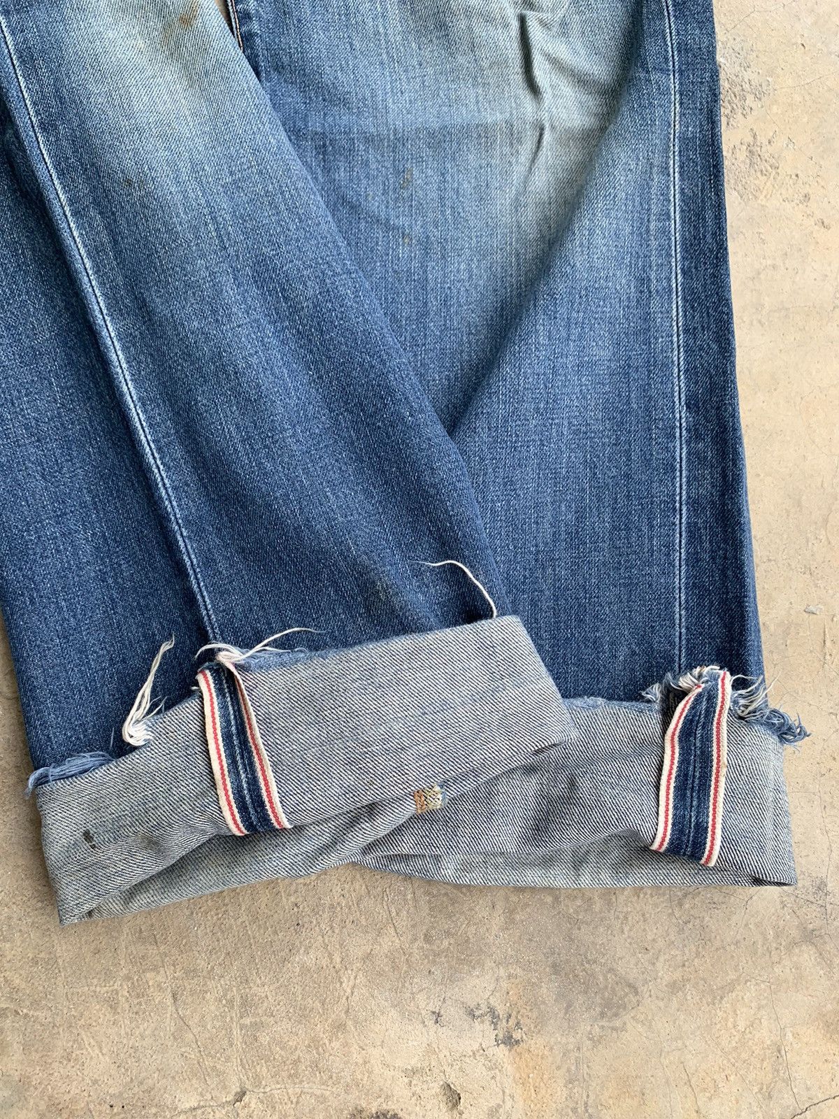 Edwin × Jean Baggy Jeans Something By Edwin 505 Selvedge Distressed Denim Size US 27 - 6 Thumbnail