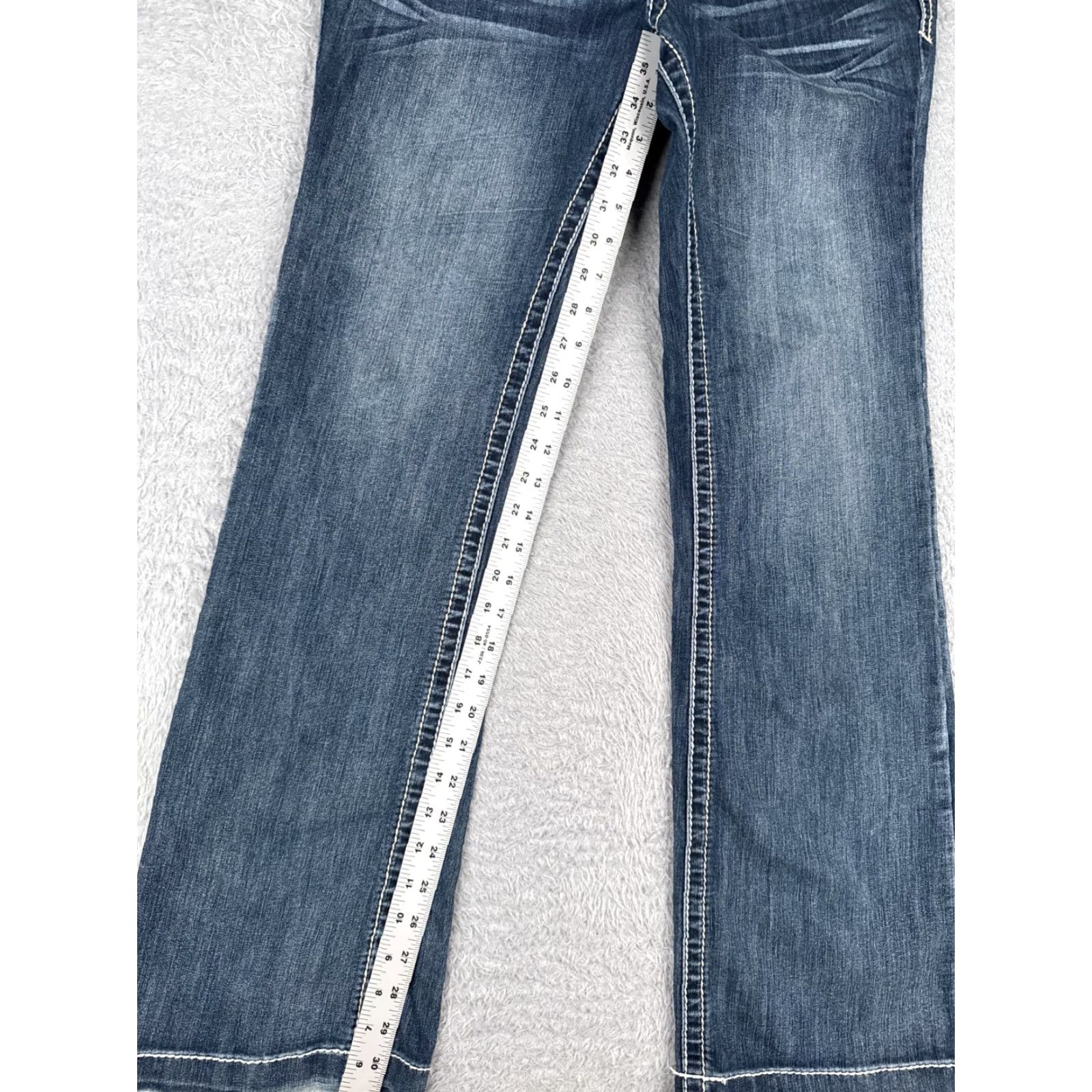 Vintage Maurices Jeans Women Bootcut 7 Blue Denim 30x31 5-Pocket Embroidered Zipper Button Cotton Blend Regular Womens Size 28" / US 6 / IT 42 - 6 Thumbnail
