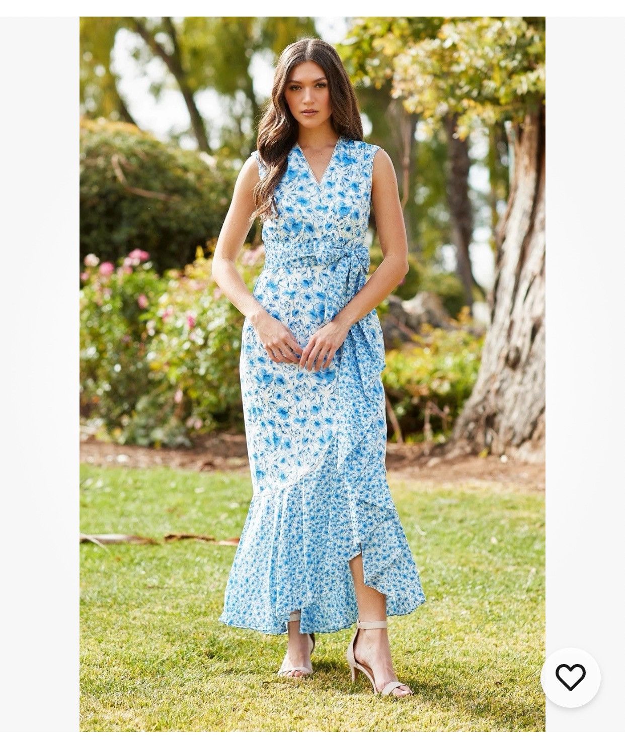 Maison Tara Sleeveless Mixed Bluebell Print Wrap Maxi Dress