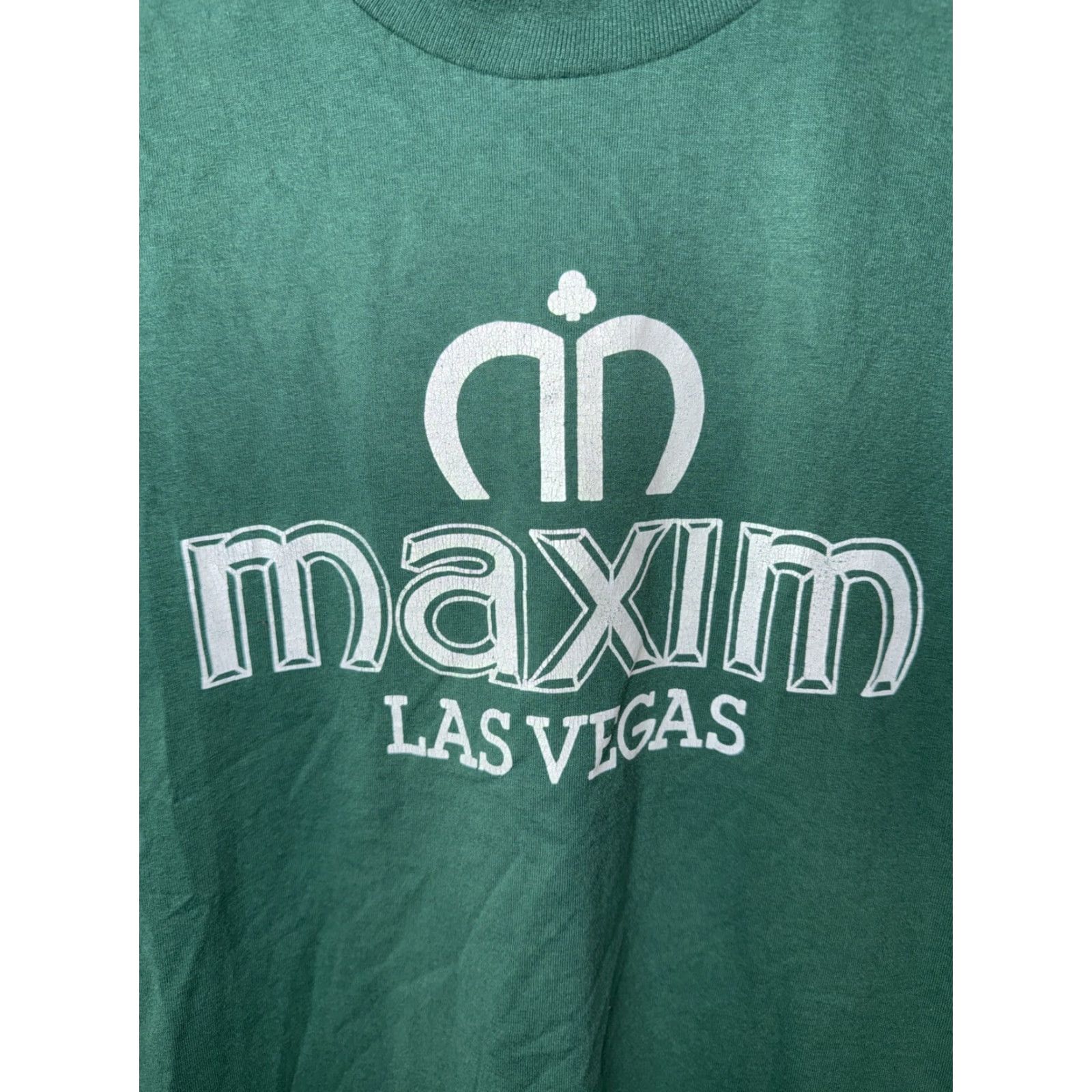 Hanes VINTAGE Maxim Las Vegas Tee Green Mens M 90s Hanes Cotton Blend Short Sleeve Crew Neck T-Shirt Unisex Adults Summer Spring 90s Theme Conv Mens Size US M / EU 48-50 / 2 - 2 Thumbnail