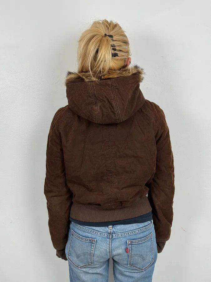 Dolce & Gabbana 2000s Dolce & Gabbana Brown Corduroy Fur Hooded Bomber Jacket Size US XS / EU 42 / 0 - 3 Thumbnail