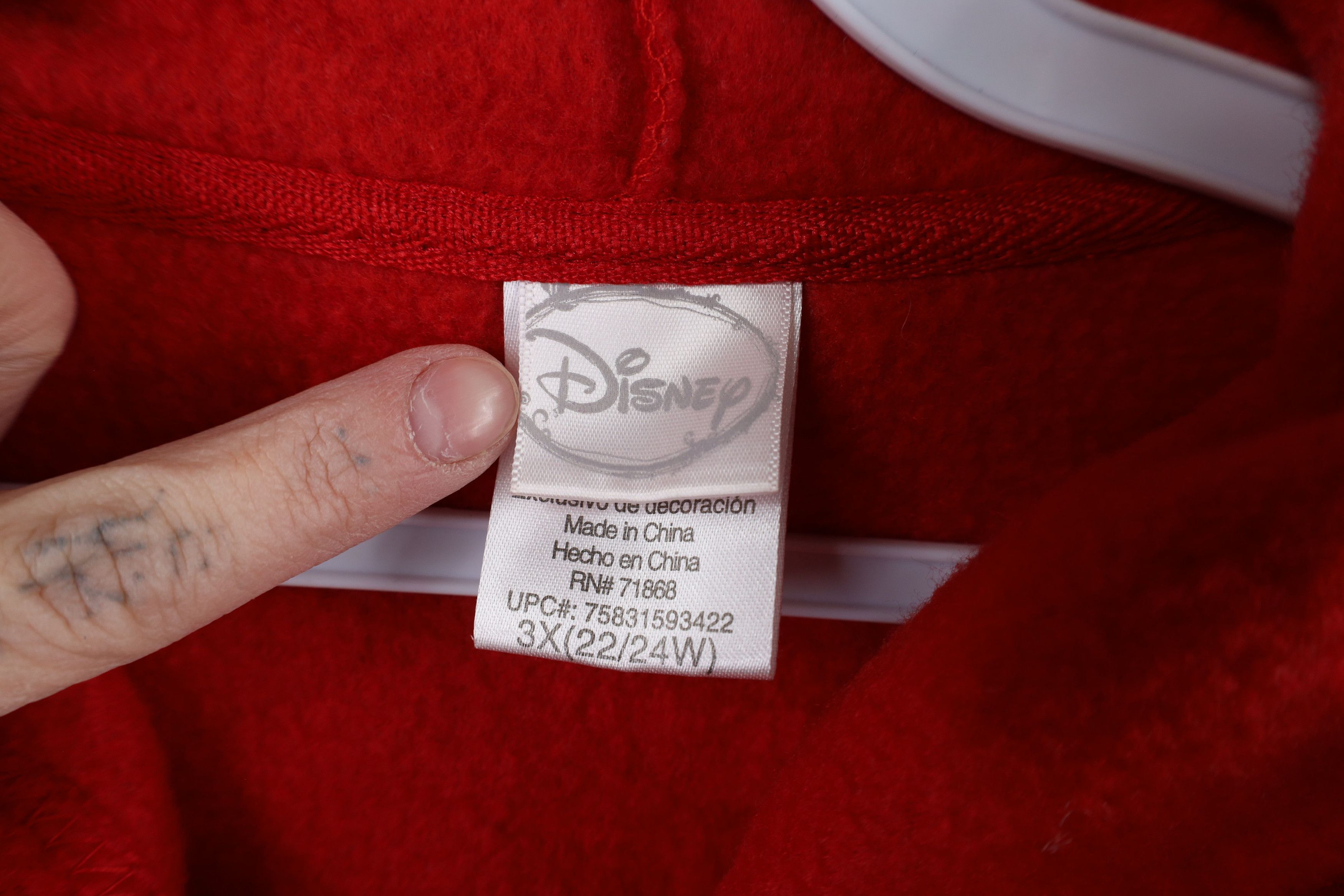 Disney × Vintage Vintage 90s Disney Mickey Mouse Full Zip Fleece Hoodie Red Size 3XL / US 20-22 - 9 Thumbnail