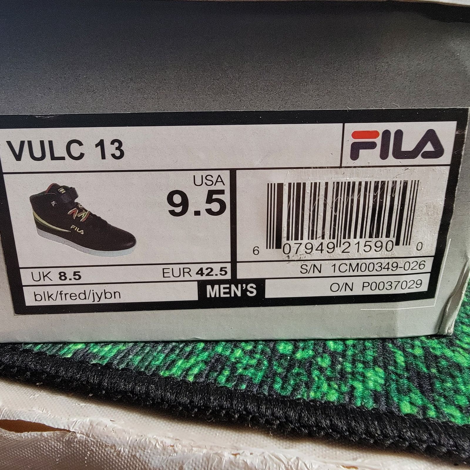Fila FILA Vulc 13 Black/Green/Yellow/Red Mens Sz 9.5 Size US 9.5 / EU 42-43 - 11 Thumbnail