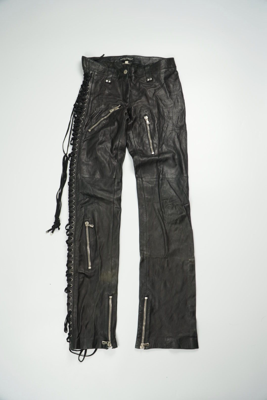 Dolce & Gabbana Dolce & Gabbana Archive Bondage Lace-Up Leather Pants Size 27" / US 4 / IT 40 - 1 Thumbnail