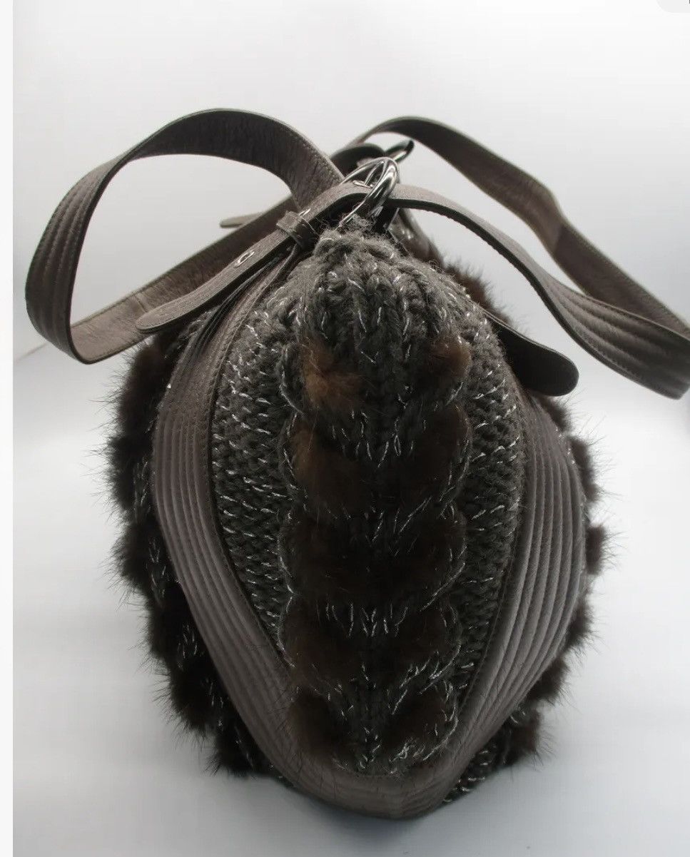 Salvatore Ferragamo Salvatore Ferragamo 'Balena' Genuine Fur/Knit/Leath Hobo Bag Size ONE SIZE - 7 Thumbnail