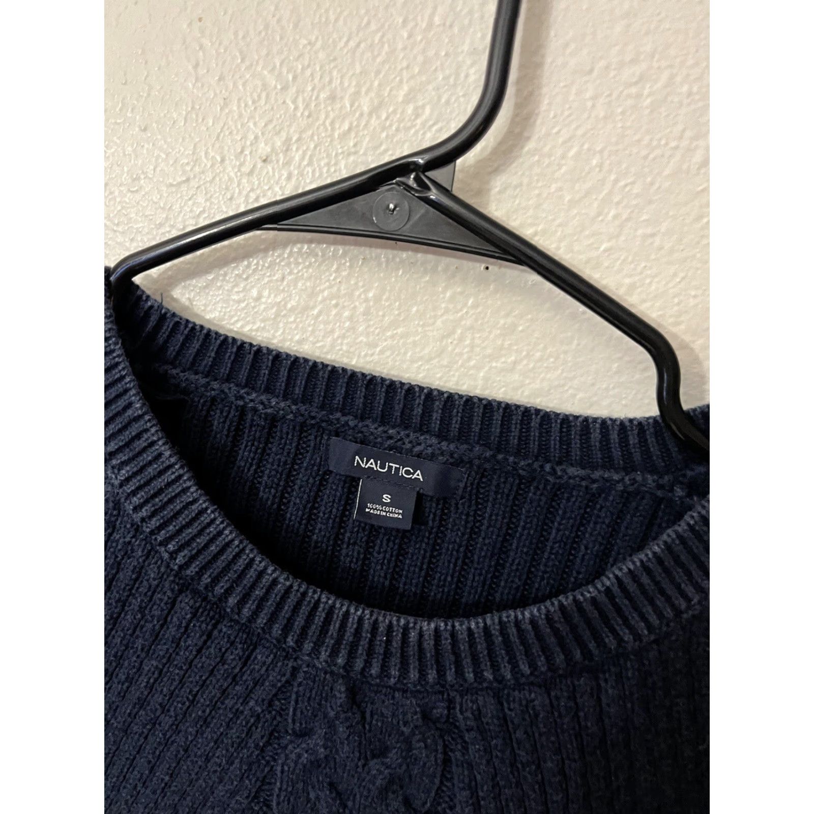 Nautica VINTAGE Nautica Blue Cable Knit Sweater Women Small Regular Cotton Blend Long Sleeve Fall Winter Size S / US 4 / IT 40 - 2 Thumbnail