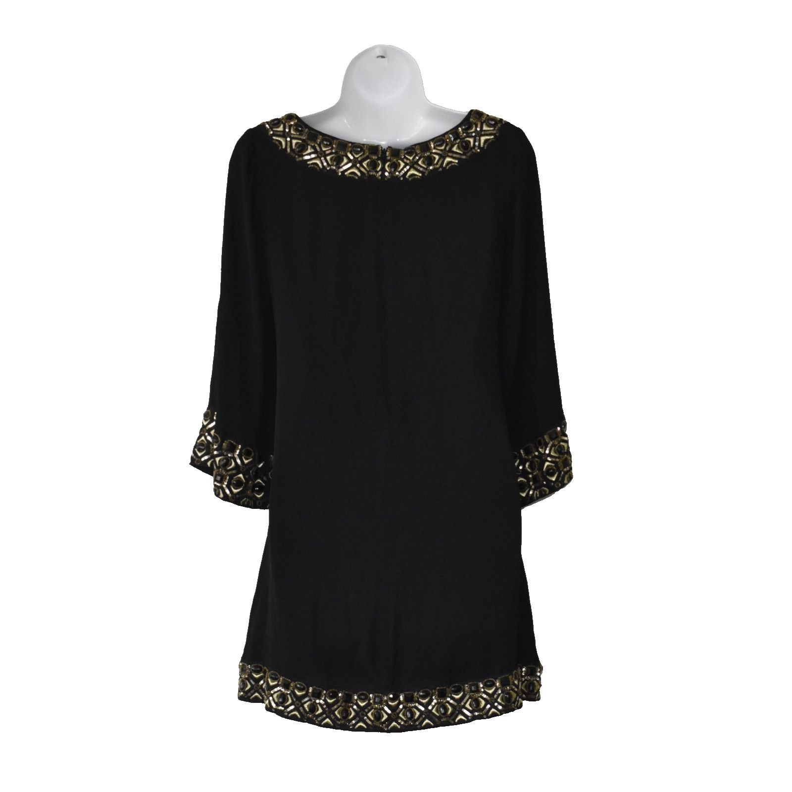 Alice + Olivia LICE + OLIVIA Black Silk Beaded Mini Dress Size XS Size XS / US 0-2 / IT 36-38 - 4 Thumbnail