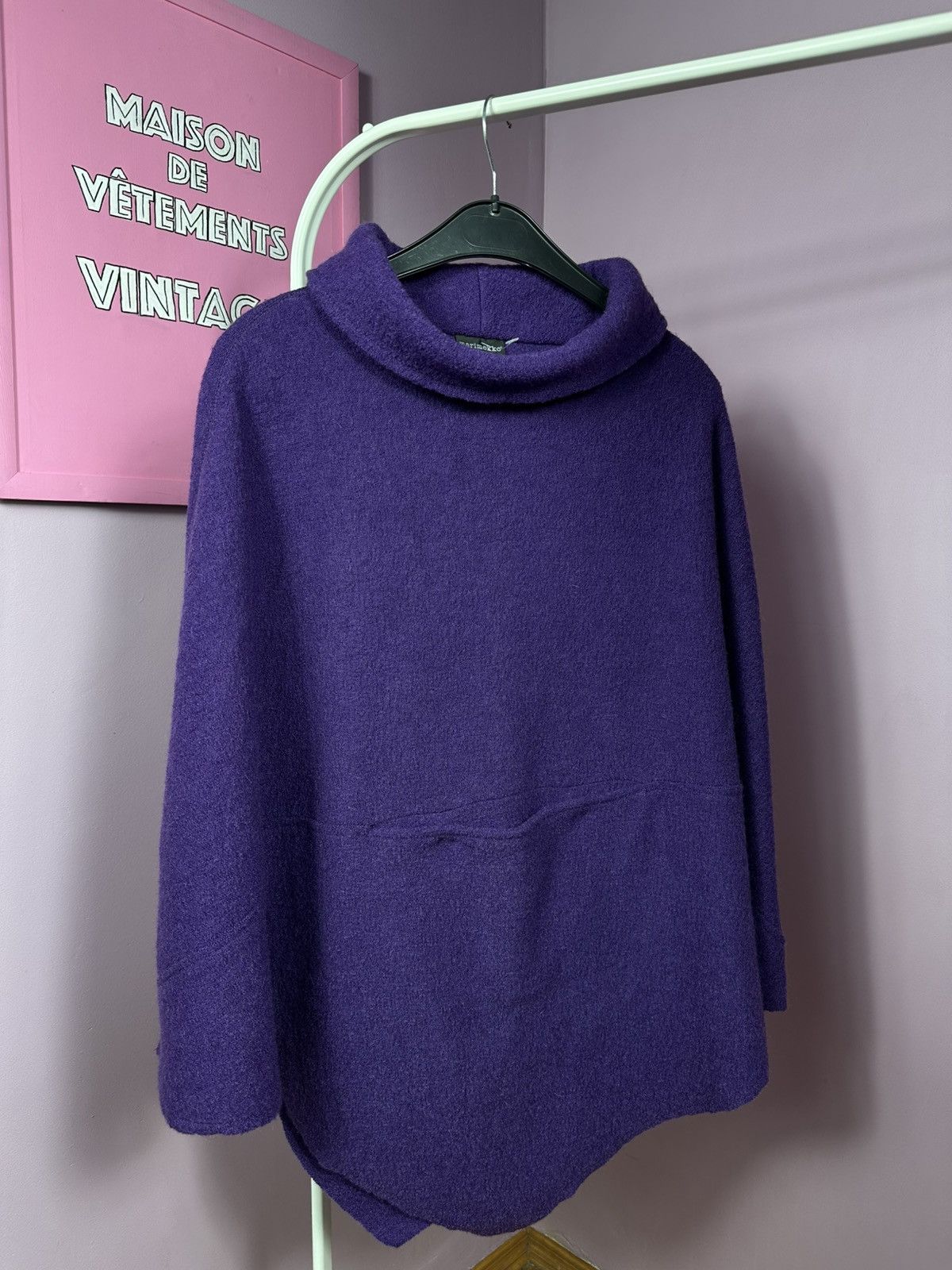 Marimekko Marimekko Mika Piirainen Wool Poncho Cape Coat Turtleneck Size ONE SIZE - 7 Thumbnail