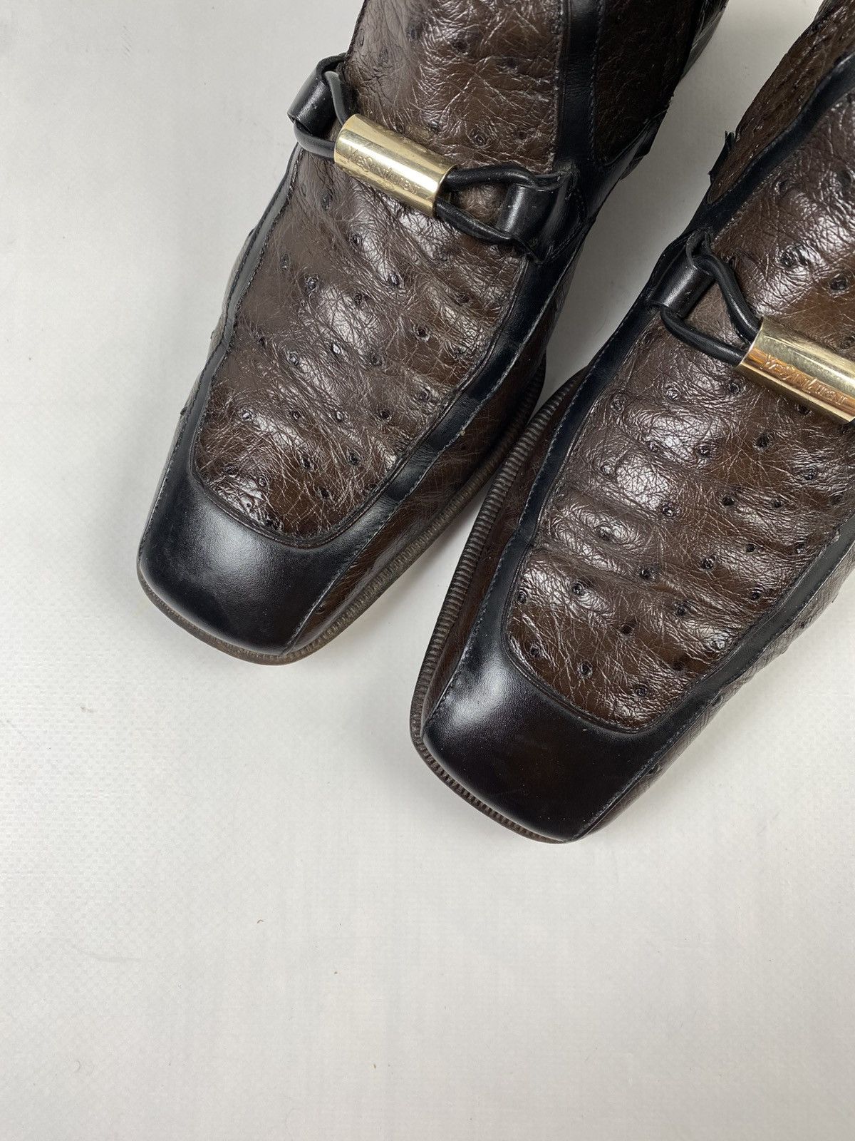 Yves Saint Laurent Archive Yves Saint Laurent Ostrich Skin Heavy Boots Size US 8 / EU 41 - 14 Thumbnail