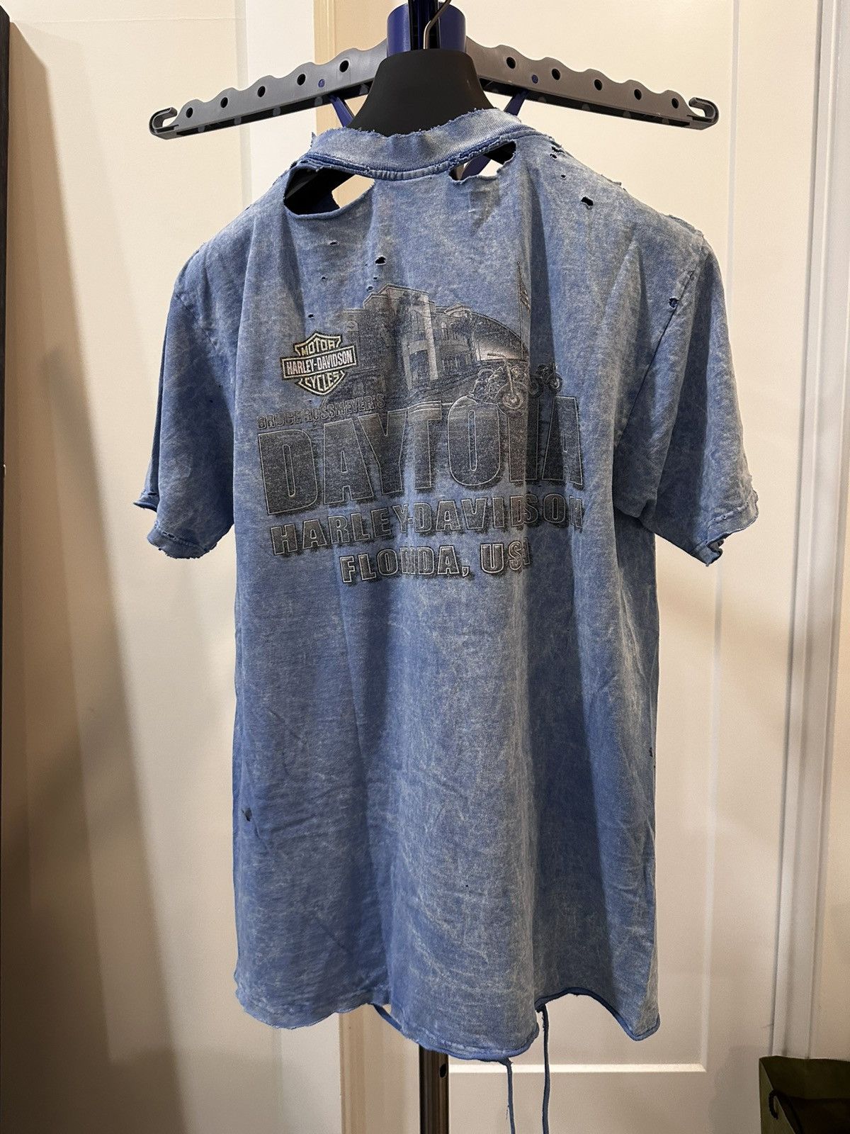 Harley Davidson Light Blue Harley Davidson Daytona Destroyed Tee - M Size US M / EU 48-50 / 2 - 2 Thumbnail