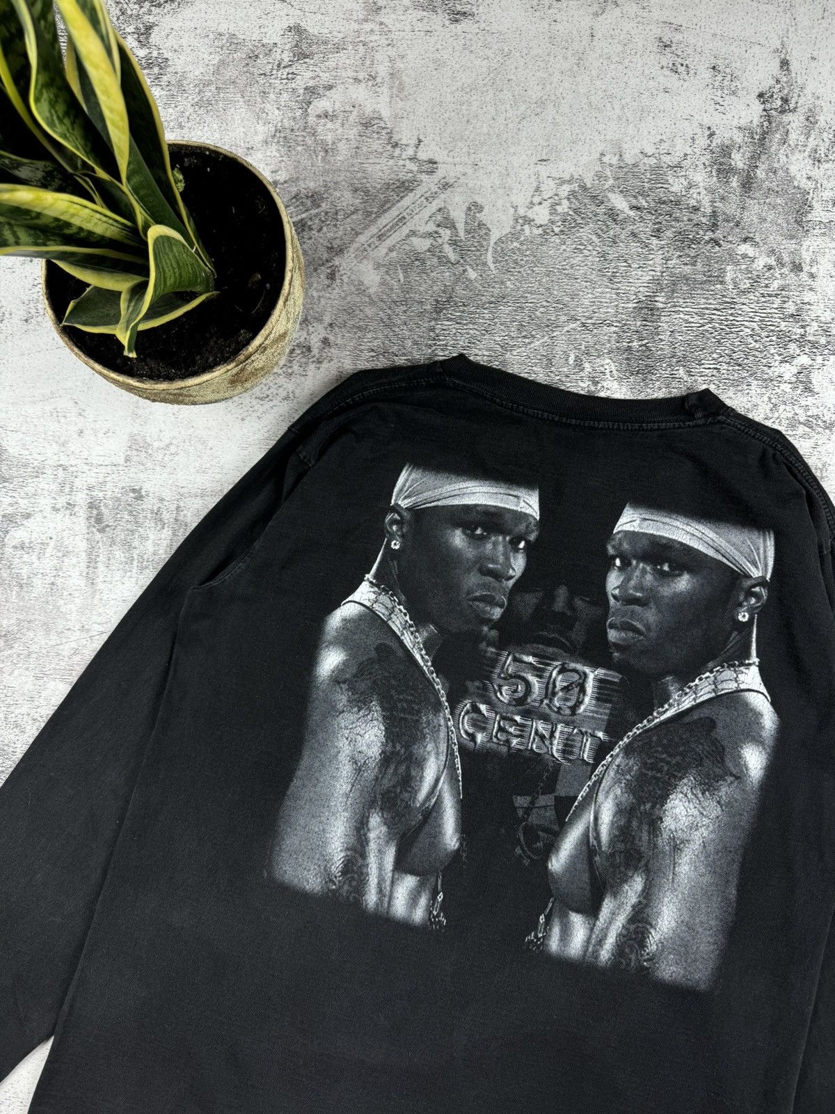 50 Cent Vintage 50 Cent Rap 90S Faded Silk Stars Longsleeve T Shirt Size US L / EU 52-54 / 3 - 13 Thumbnail