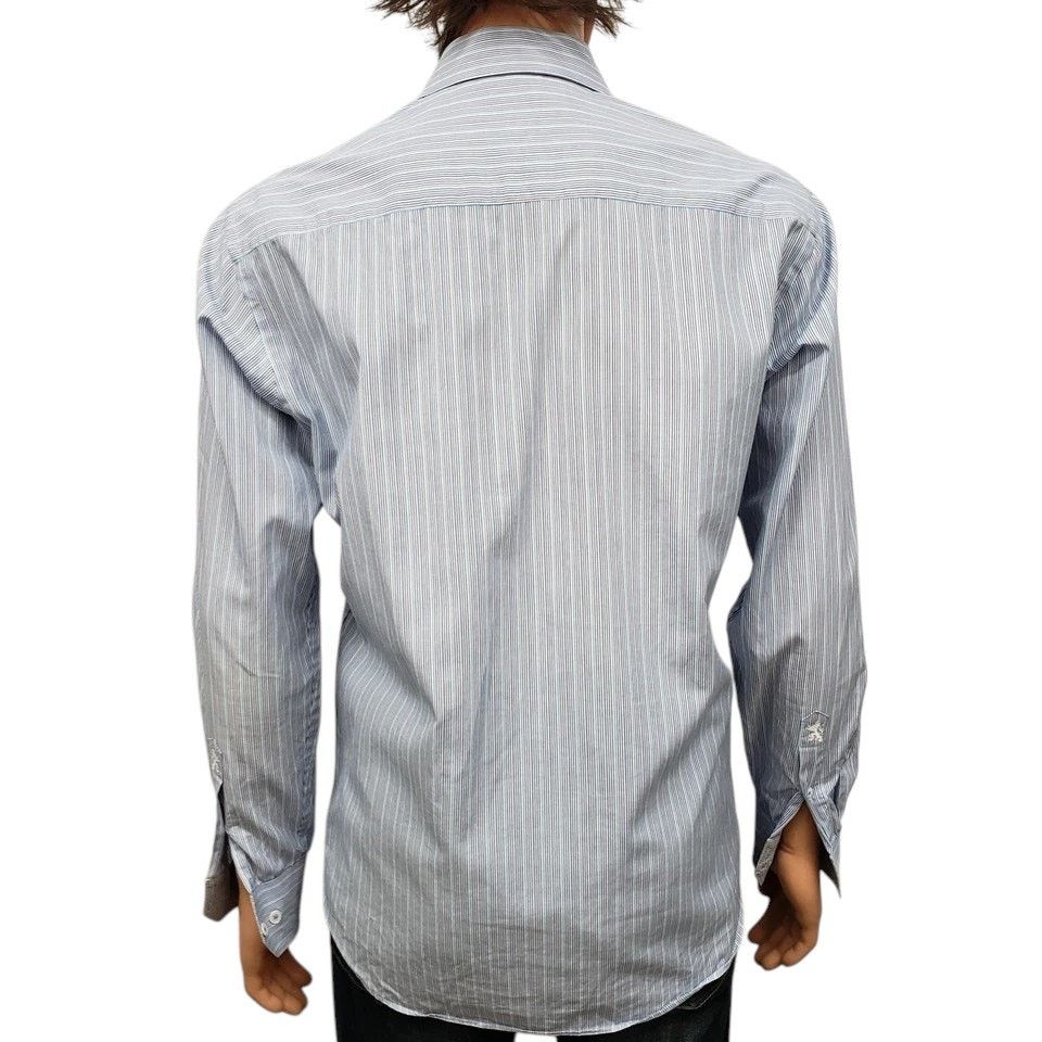BUGATCHI Bugatchi Uomo Dress Shirt Striped Contrast Cuff 15.5 34/35 Size US S / EU 44-46 / 1 - 10 Thumbnail