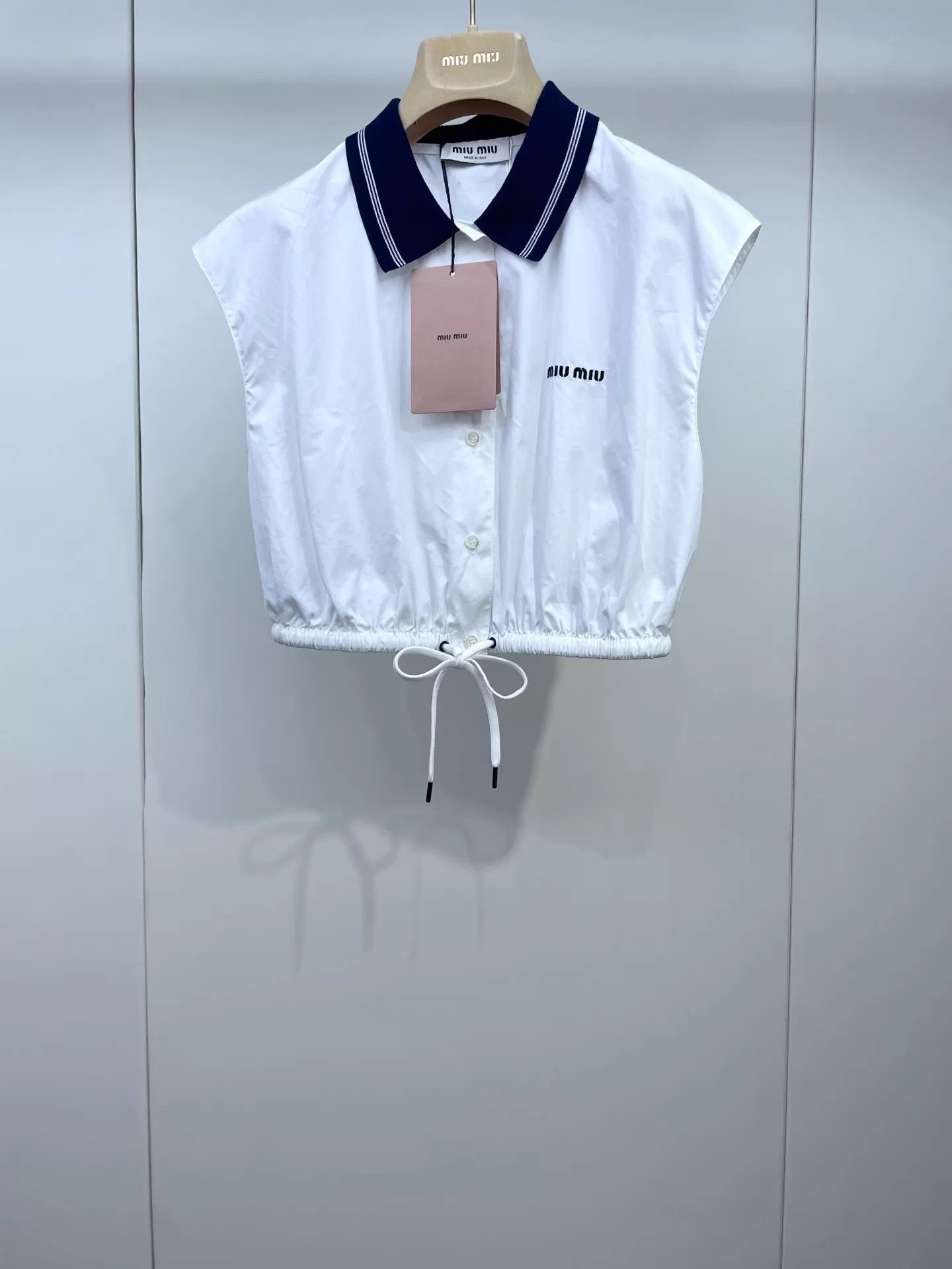 Miu Miu MIU MIU 24 Polo Collar Drawstring Sleeveless Top Size M / US 6-8 / IT 42-44 - 1 Thumbnail