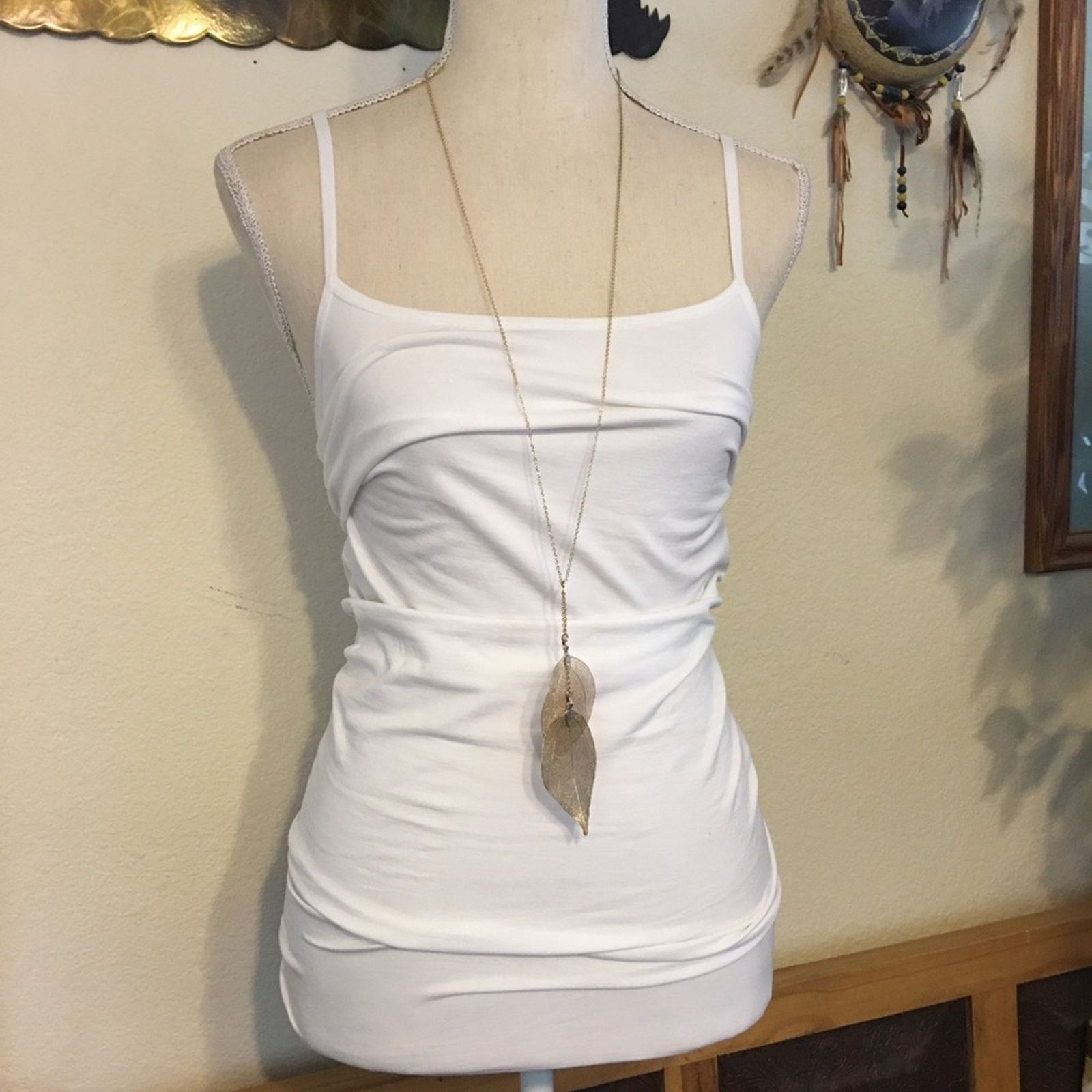 Vintage Vintage double gold leaf sparkle chain necklace Size ONE SIZE - 2 Thumbnail