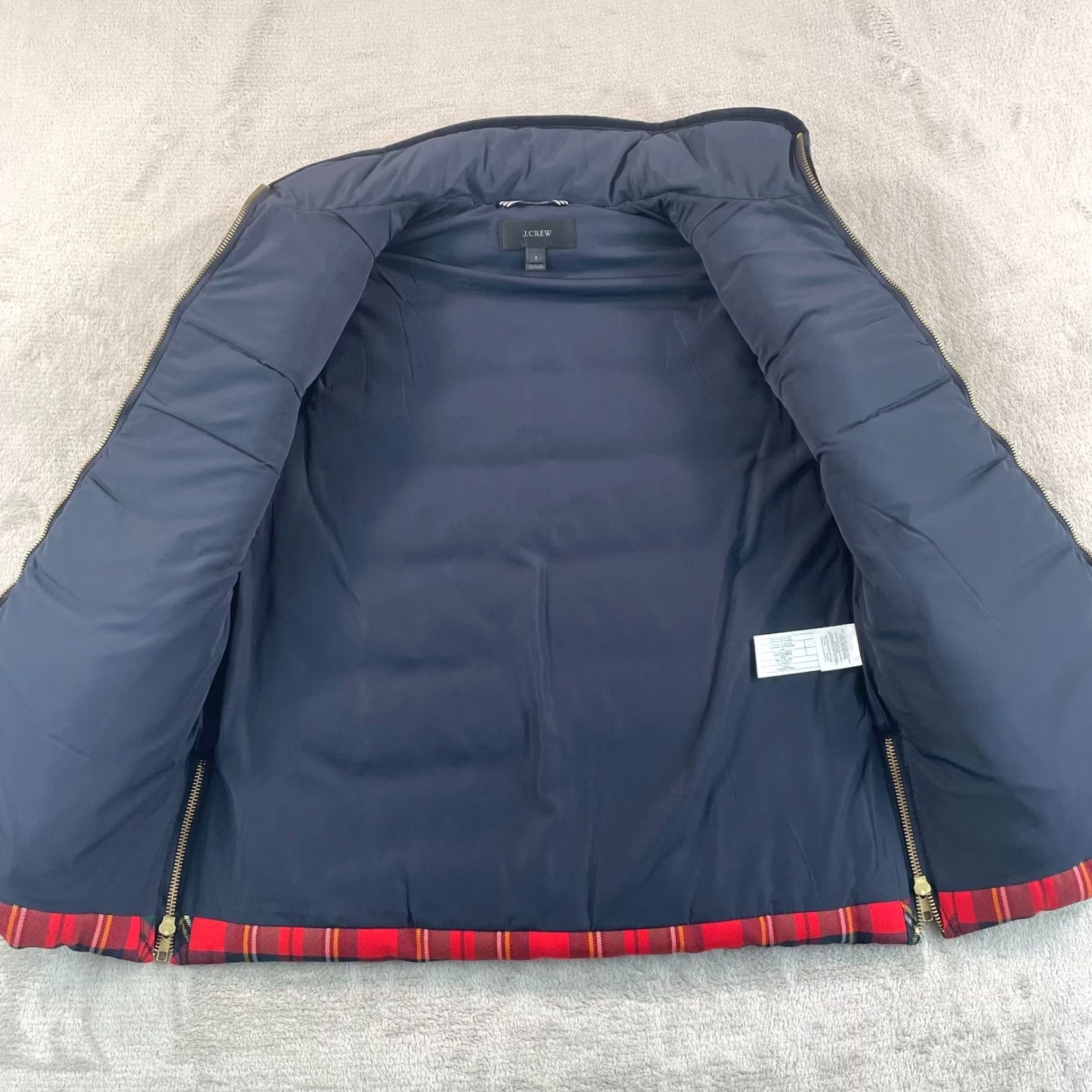 J.Crew J.CREW Tartan Mountain Puffer Vest Women Small Red Velvet Trim NWOT Size S / US 4 / IT 40 - 4 Thumbnail