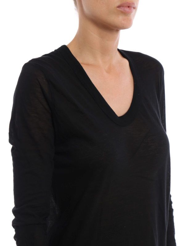 Rick Owens o1y0126 V-neck T-Shirt in Black Size S / US 4 / IT 40 - 2 Thumbnail