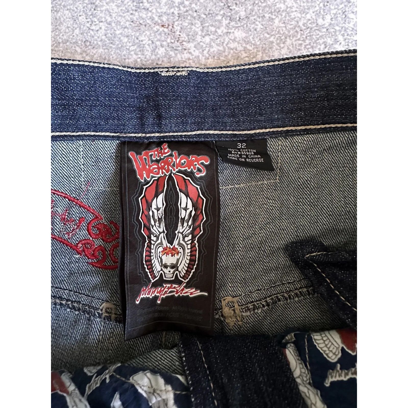 Vintage VTG Johnny Blaze Warriors Patchwork Embroidered Jeans Size US 32 / EU 48 - 9 Thumbnail