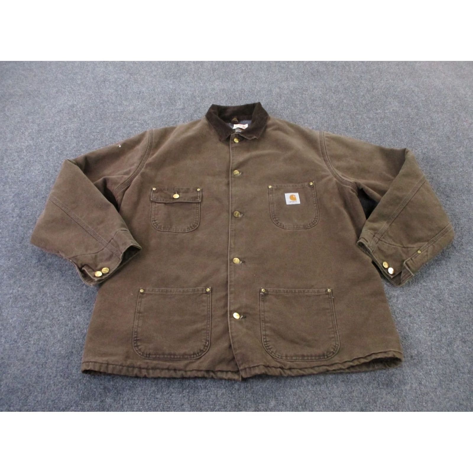 Carhartt VINTAGE Carhartt Jacket Mens XLT Brown Cotton Canvas Lined Acrylic Wind-Resistant Pockets Work Coat Size US XL / EU 56 / 4 - 2 Thumbnail