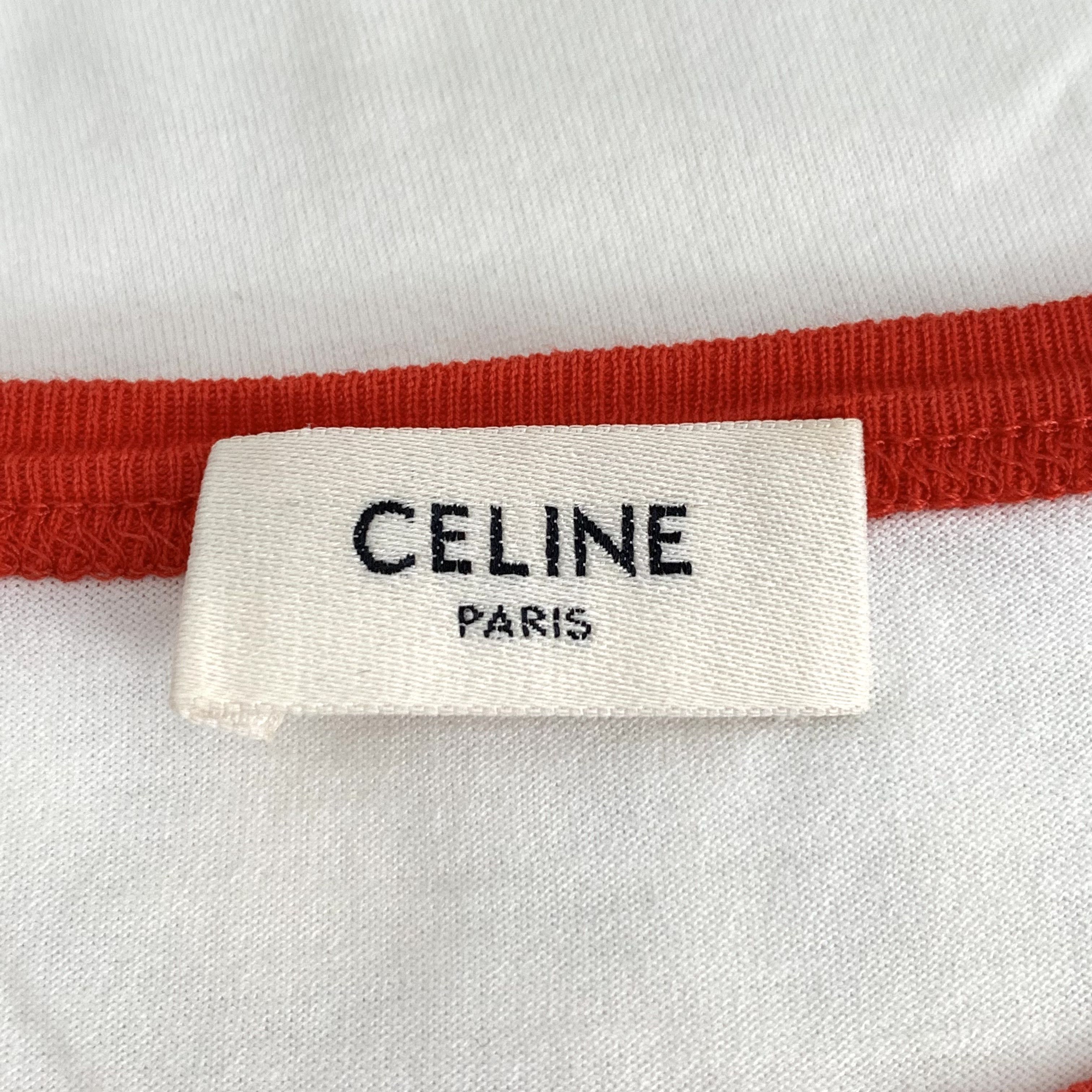 Celine Celine Tee – White Logo Print Cotton (Size XS) Size XS / US 0-2 / IT 36-38 - 2 Thumbnail