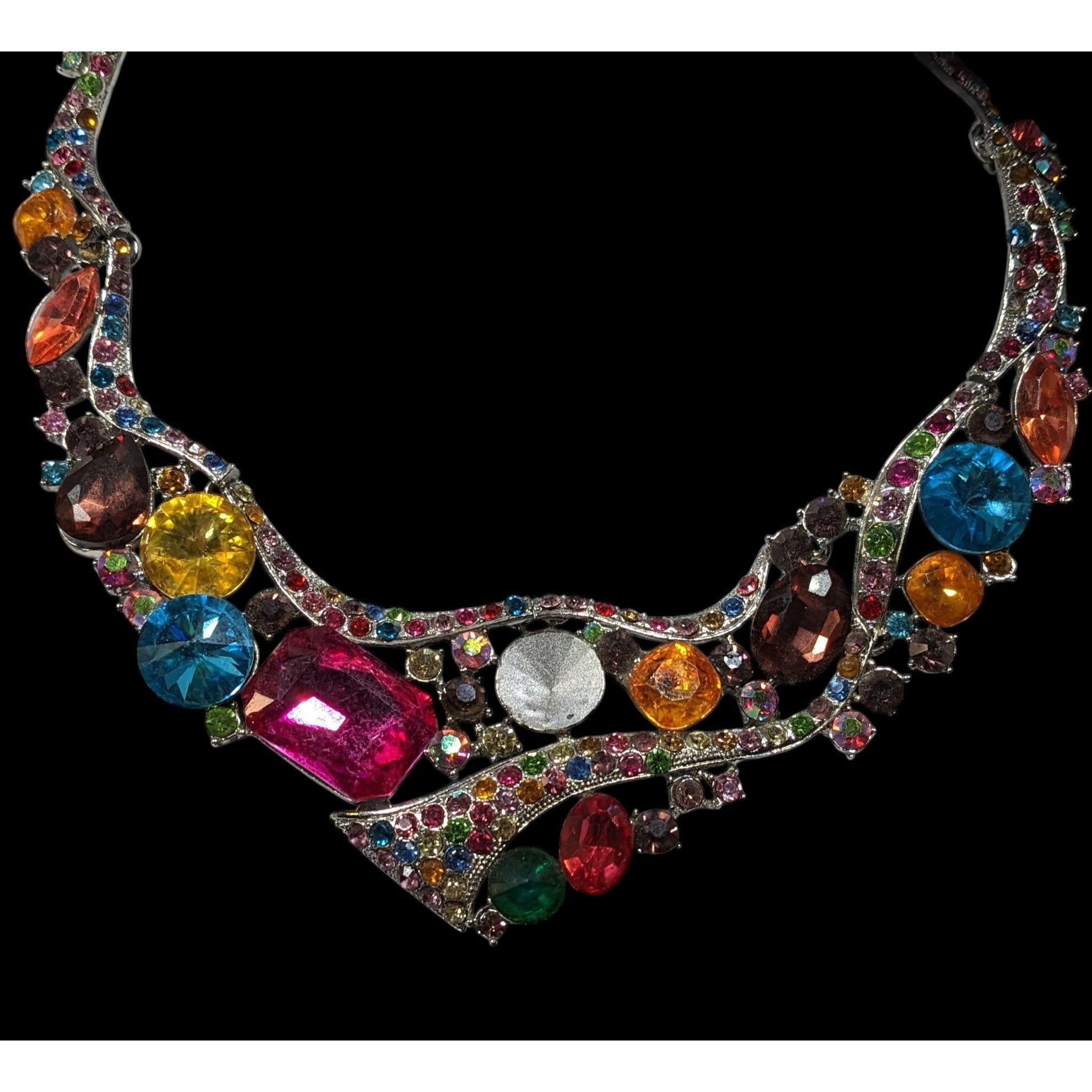 Other Whimsical Glamorous Rainbow Gemmed Collar Necklace Size ONE SIZE - 2 Thumbnail