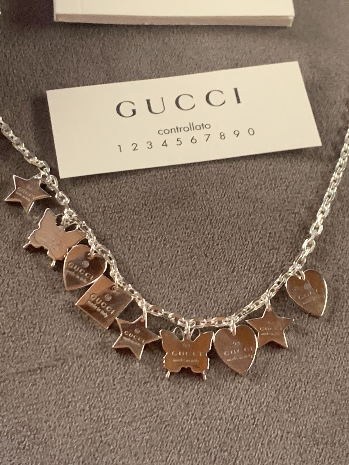 Designer *RARE* New Gucci .925 Italian Sterling Silver Charm Necklace Size ONE SIZE - 3 Thumbnail