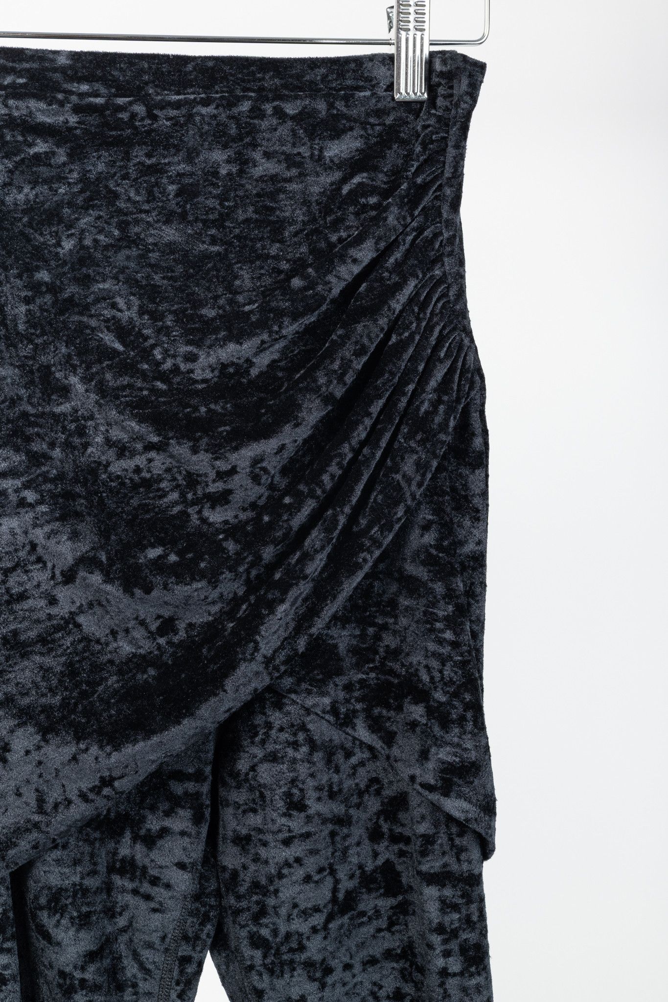 Balenciaga Balenciaga Demna Black Crushed-Velvet Draped-Front Leggings Size 25" / US 0 / IT 36 - 4 Thumbnail