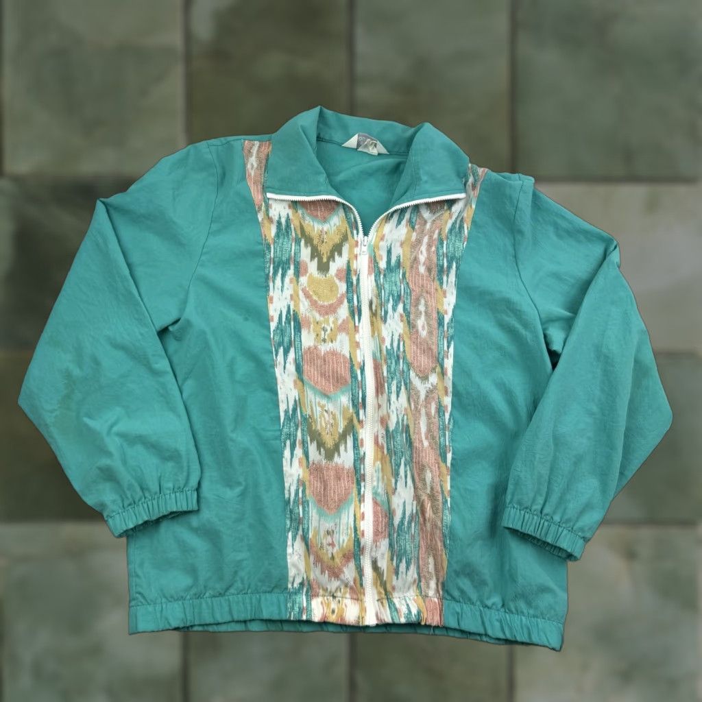 Blair Vintage Blair Boutique Windbreaker Jacket Womens Large Blue Tribal Full Zip 80s Size L / US 10 / IT 46 - 1 Thumbnail