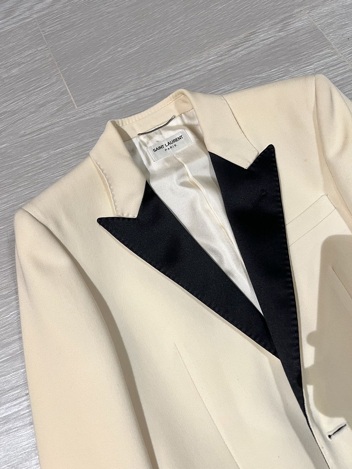 Hedi Slimane × Saint Laurent Paris 15FW Peaked Lapel White Blazer sz44 Size 44S - 2 Thumbnail