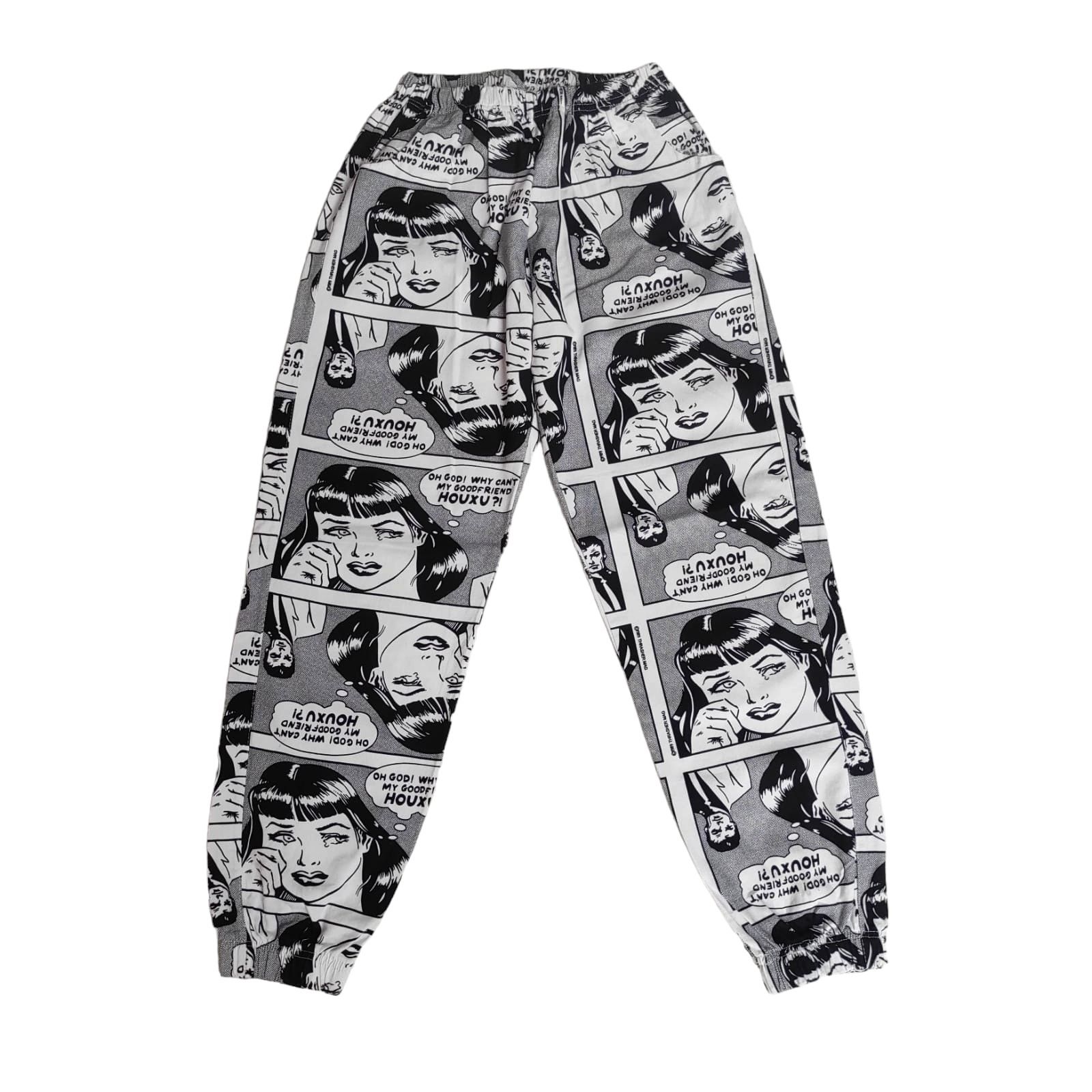 image of Vintage Thrasher Magazine Jogger Pants Over Print in White, Men's (Size 28)