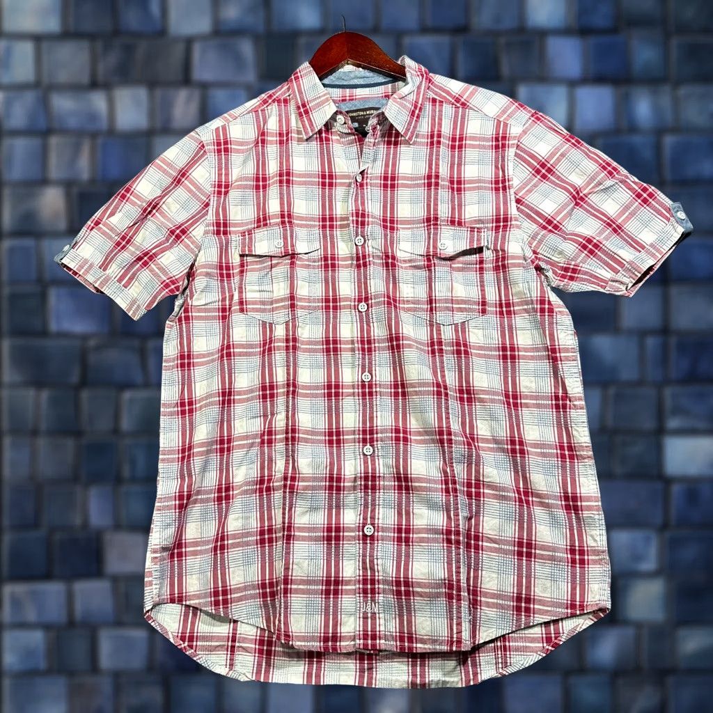 Johnston & Murphy Johnston & Murphy Shirt Mens Medium Plaid Cotton Short Sleeve Button Up Pockets Size US M / EU 48-50 / 2 - 1 Thumbnail