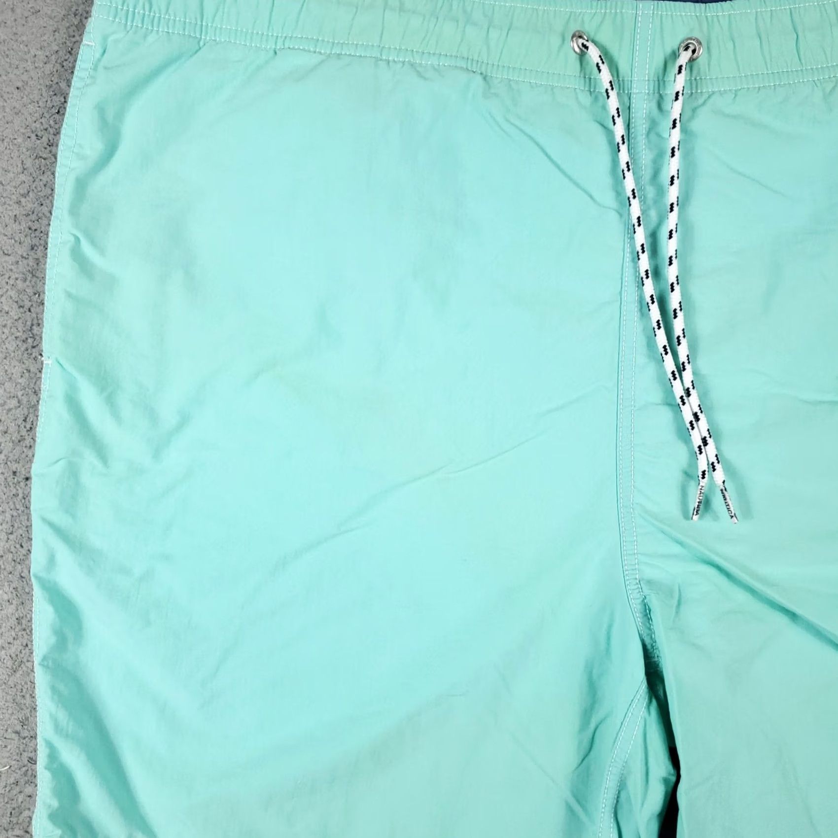 Nautica VINTAGE Nautica Bottom Mens XL Turquoise Beach Surf Trunks Blue Polyester Short Swim Trunks Aloha Hawaiian 80s 90s Mens Size US 36 / EU 52 - 4 Thumbnail