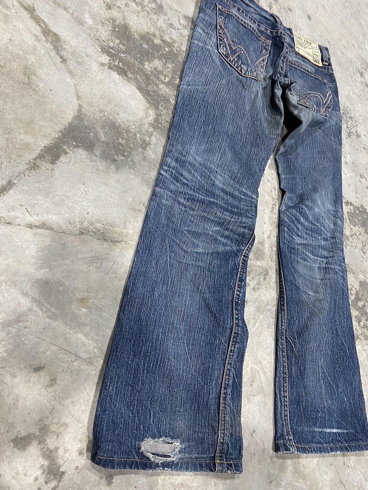 Edwin × Other ❤️‍🔥SEND OFFER ❤️‍🔥Edwin Blue Trip Flare Jeans Grazy Design Size 30" / US 8 / IT 44 - 7 Thumbnail
