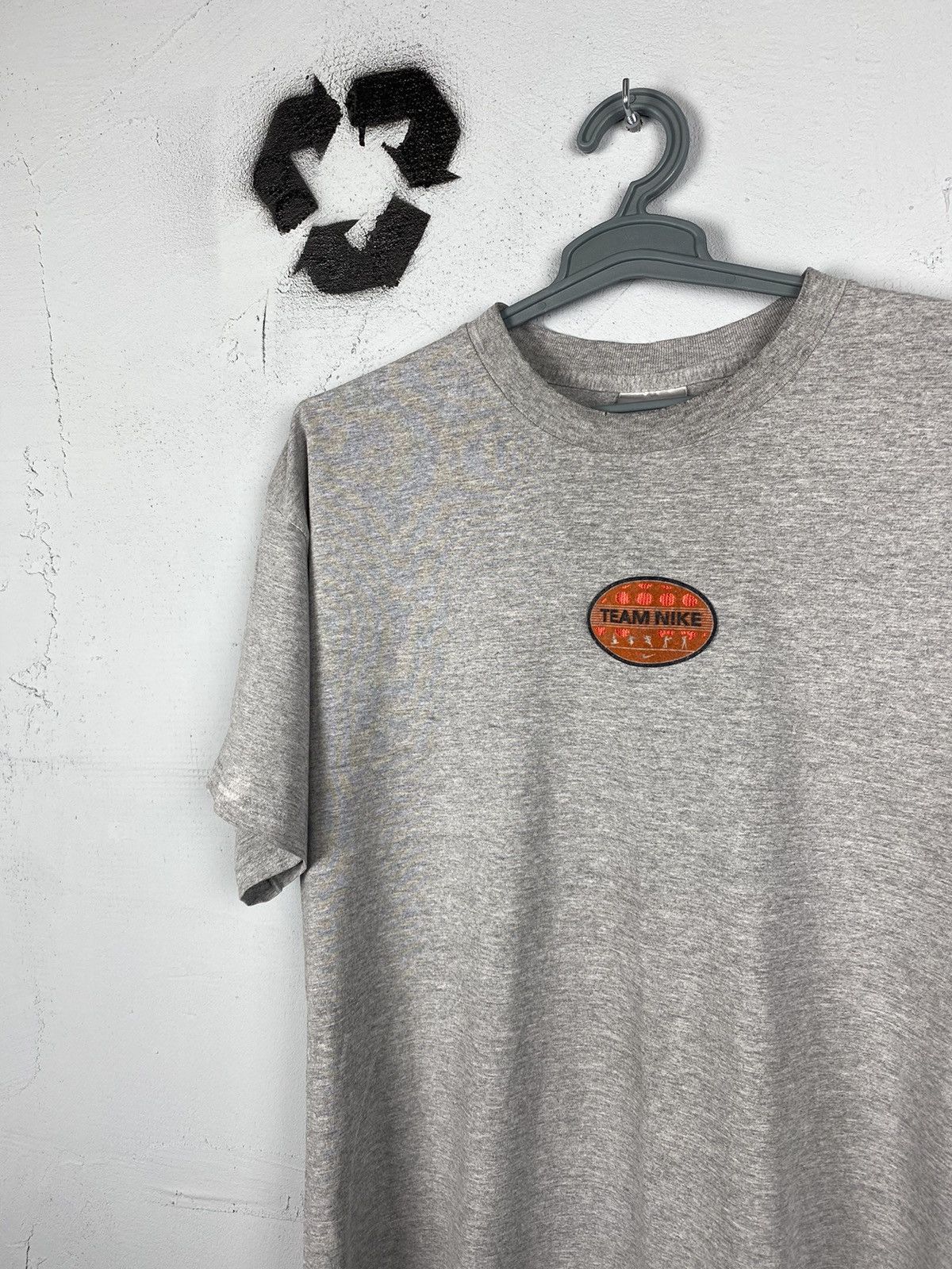 Pre-owned Nike X Vintage 90's Nike Team Vintage Drill Oversized Retro T-shirt In Grey