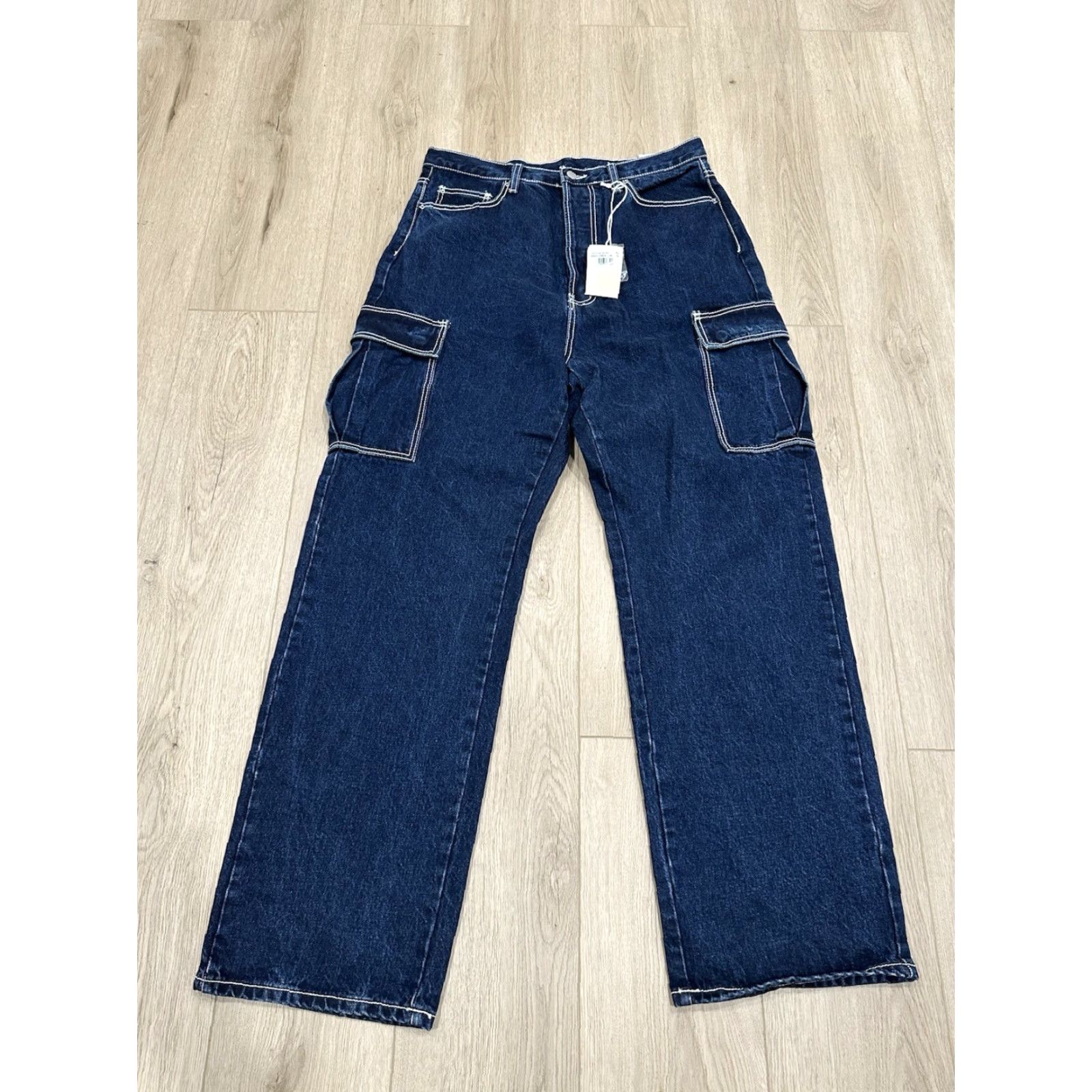 MNML mnml Jeans Men Wide-Leg Denim 34x33 Blue NWT Baggy Rave Fit Cargo Regular 100% Cotton Mens Jeans Size US 34 / EU 50 - 2 Thumbnail
