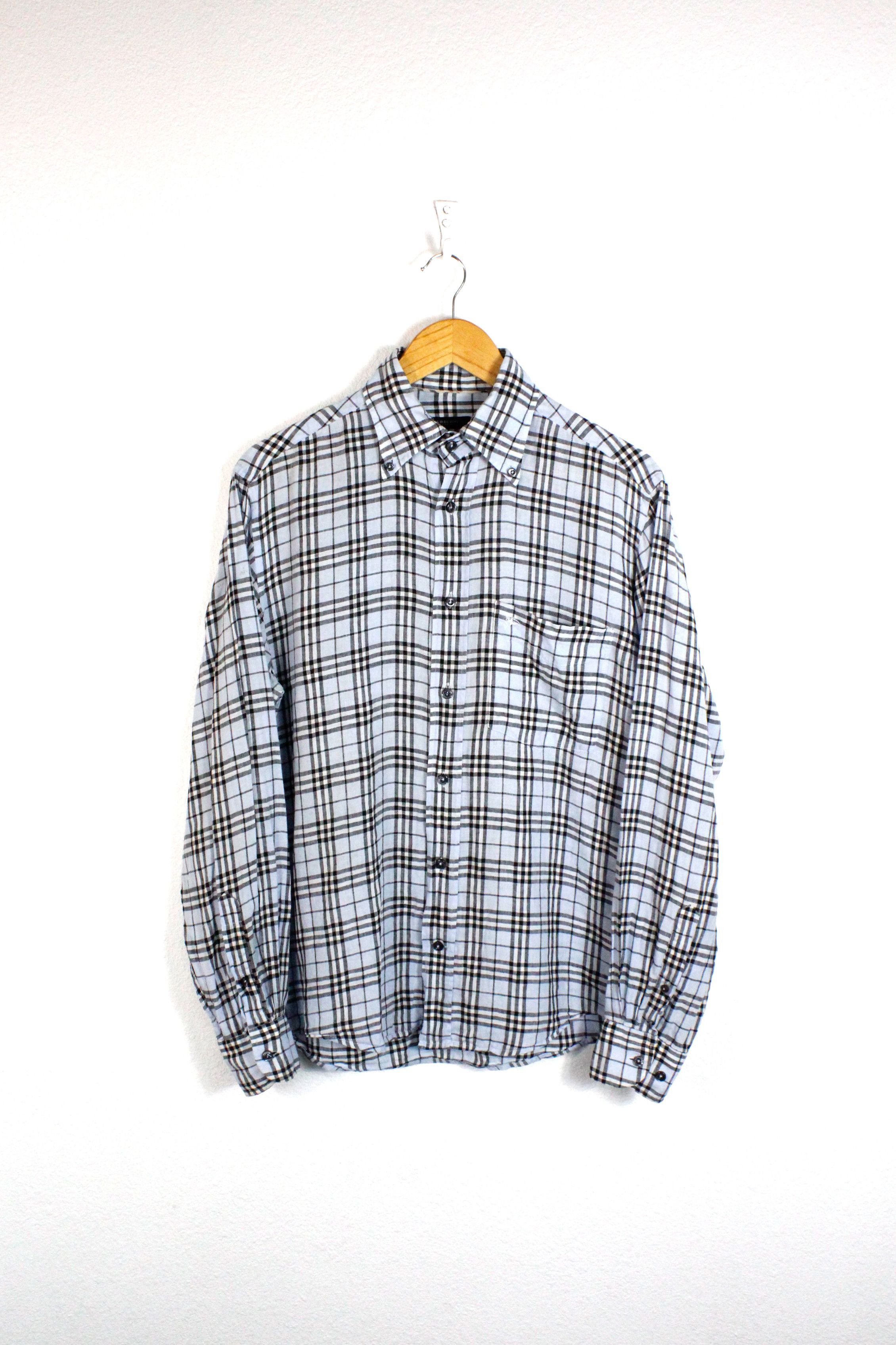 Burberry Blue Nova Check Linen Oxford Shirt