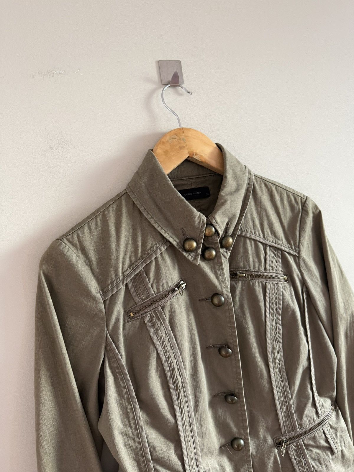 Vintage Fitted Utility Jacket Khaki Size S / US 4 / IT 40 - 3 Thumbnail