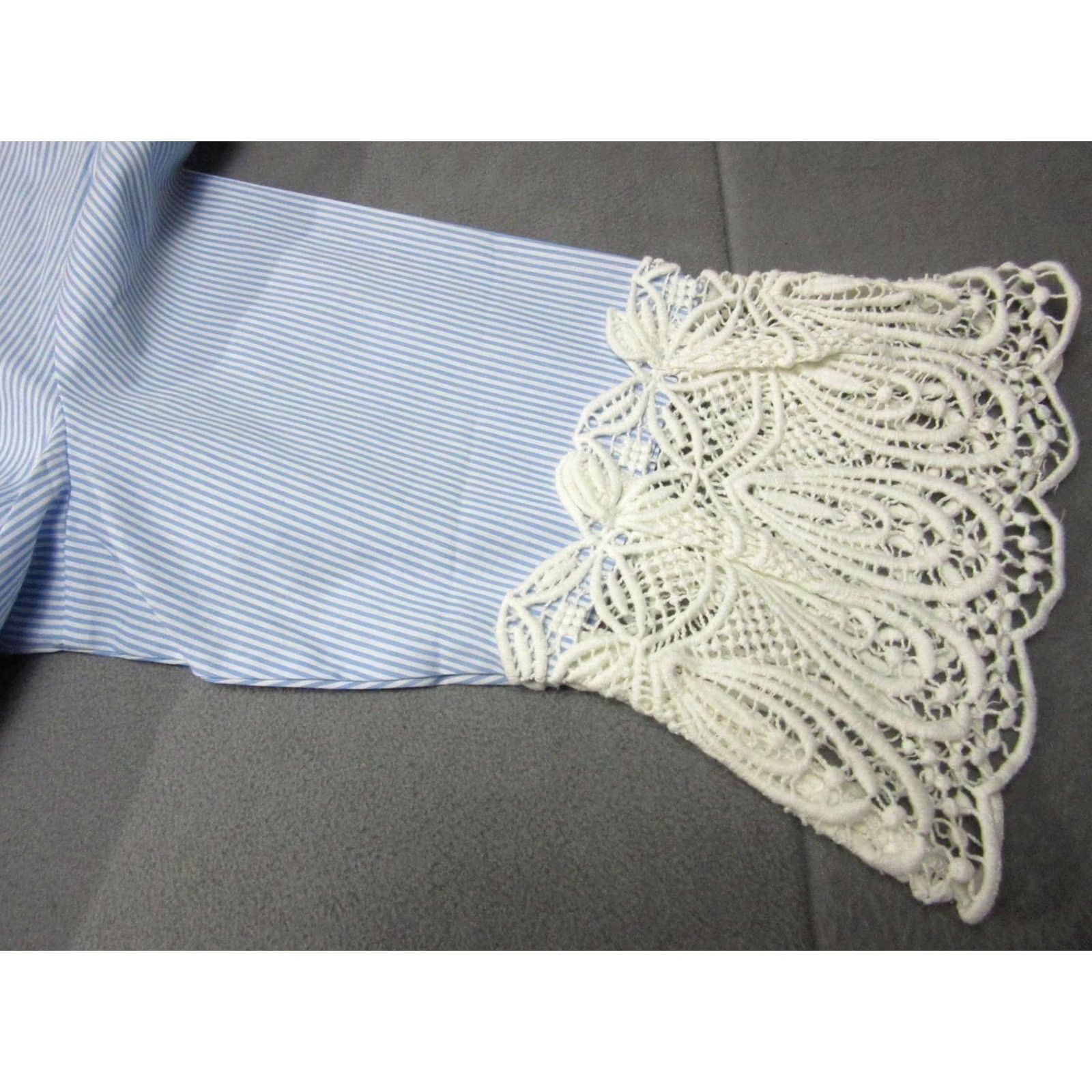 Vintage Christopher Banks Blouse Womens Large Blue Crochet 3/4 Bell Sleeve Tunic Size L / US 10 / IT 46 - 6 Thumbnail