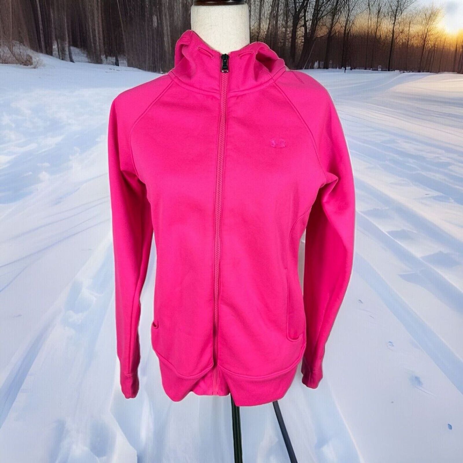 Under Armour Under Armour M Pink Full Zip Hooded Jacket Fleece Lined Size M / US 6-8 / IT 42-44 - 1 Thumbnail