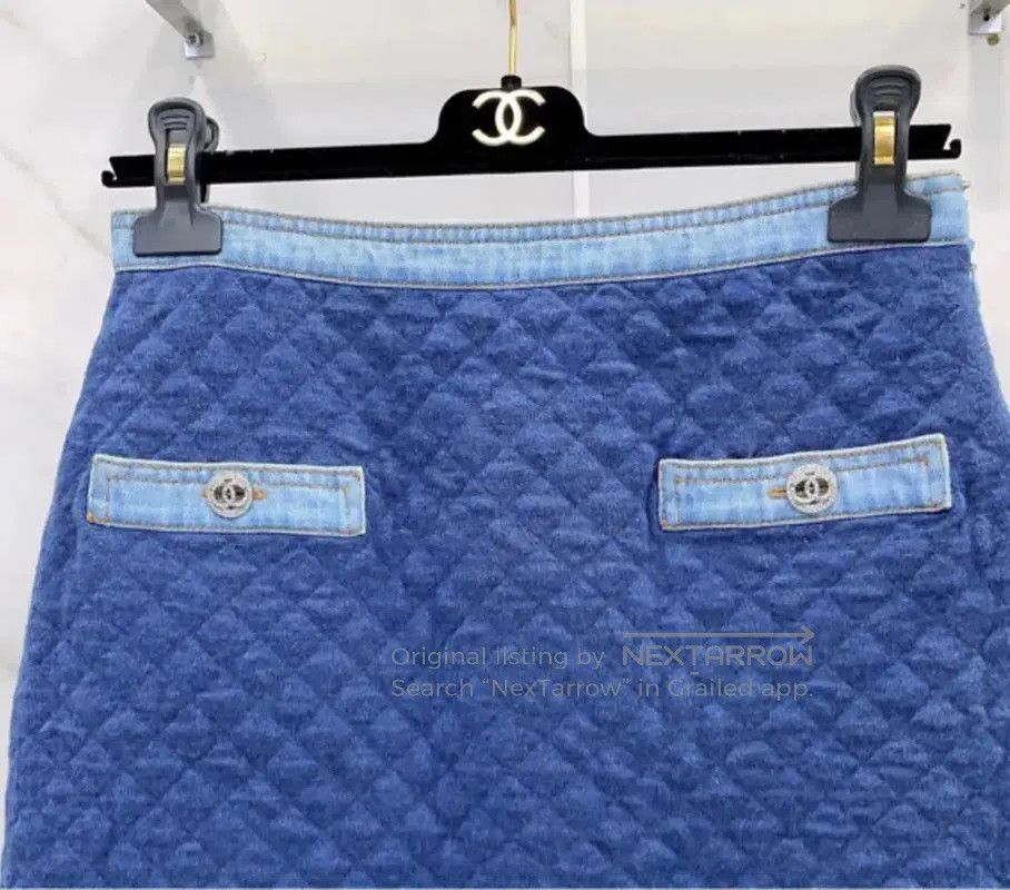 Chanel Chanel Blue Cotton Blend Short Skirt . Size 23" - 3 Thumbnail