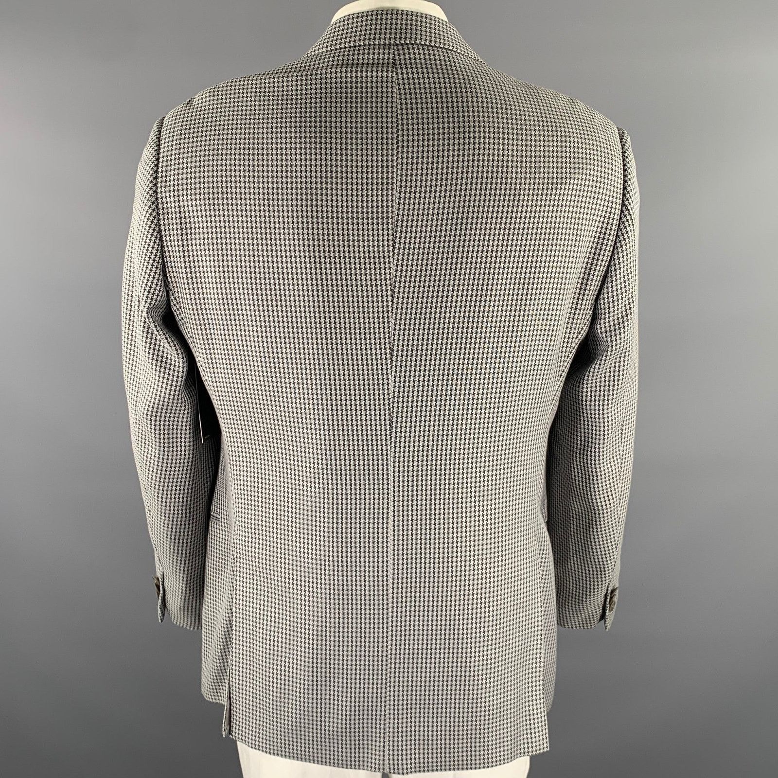Armani Collezioni ARMANI COLLEZIONI 42 Grey Houndstooth Wool Blend Sport Coat Size 42R - 4 Thumbnail