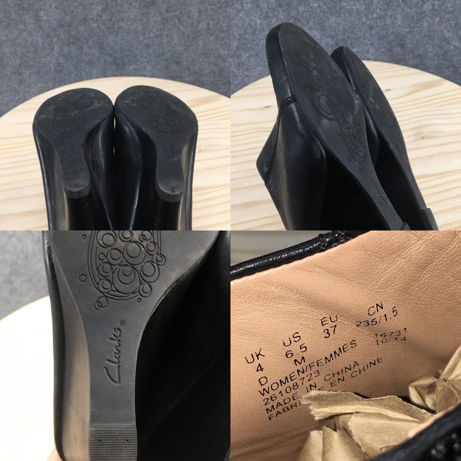 Clarks Clarks Artisan Sandal Womens 6.5M Santee Charm Slip On Wedge Mule Black Leather Size US 7 / IT 37 - 9 Thumbnail