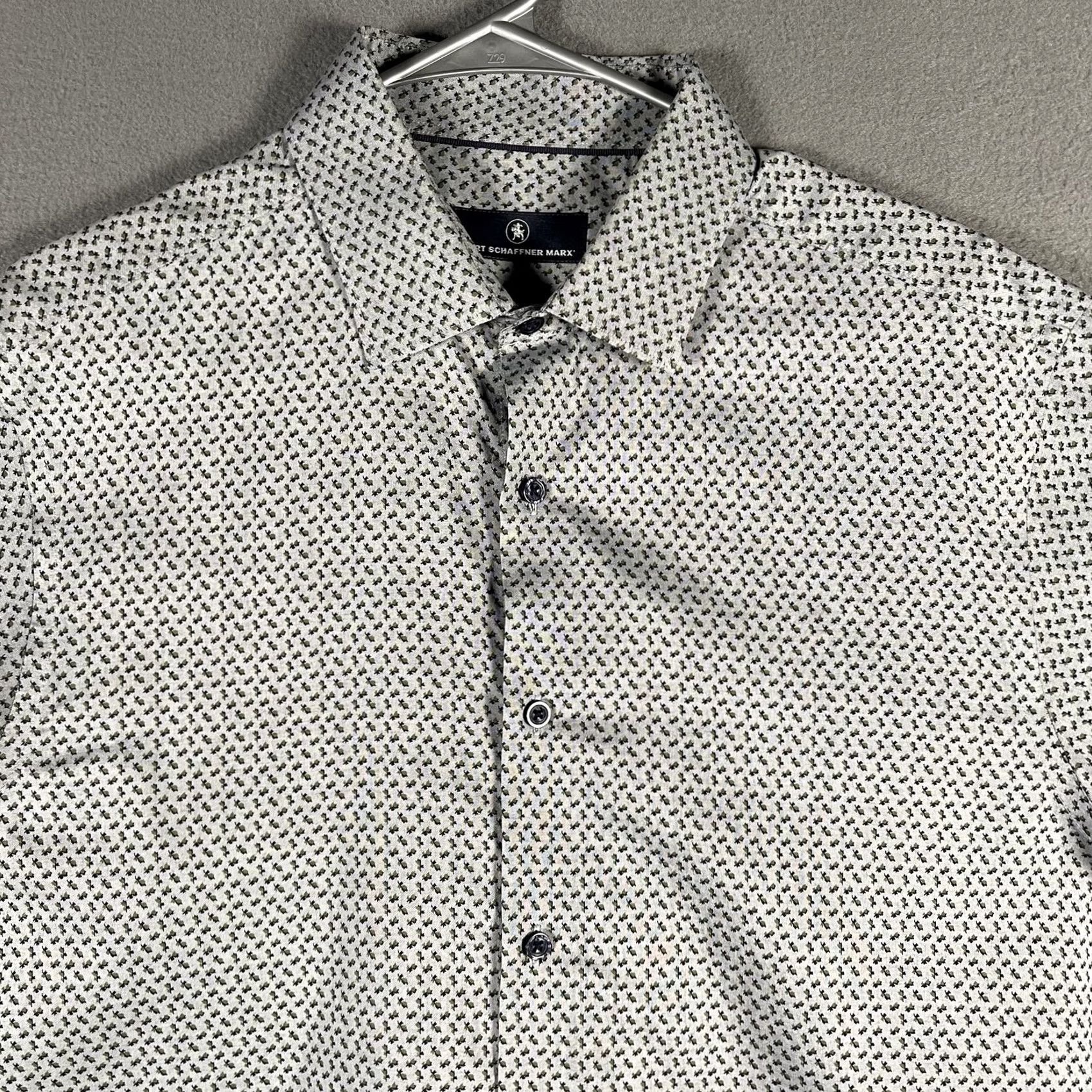 Hart Schaffner Marx Hart Schaffner Marx Shirt Mens Large Gray Blue Pattern Button Down Long Sleeve Size US L / EU 52-54 / 3 - 5 Thumbnail