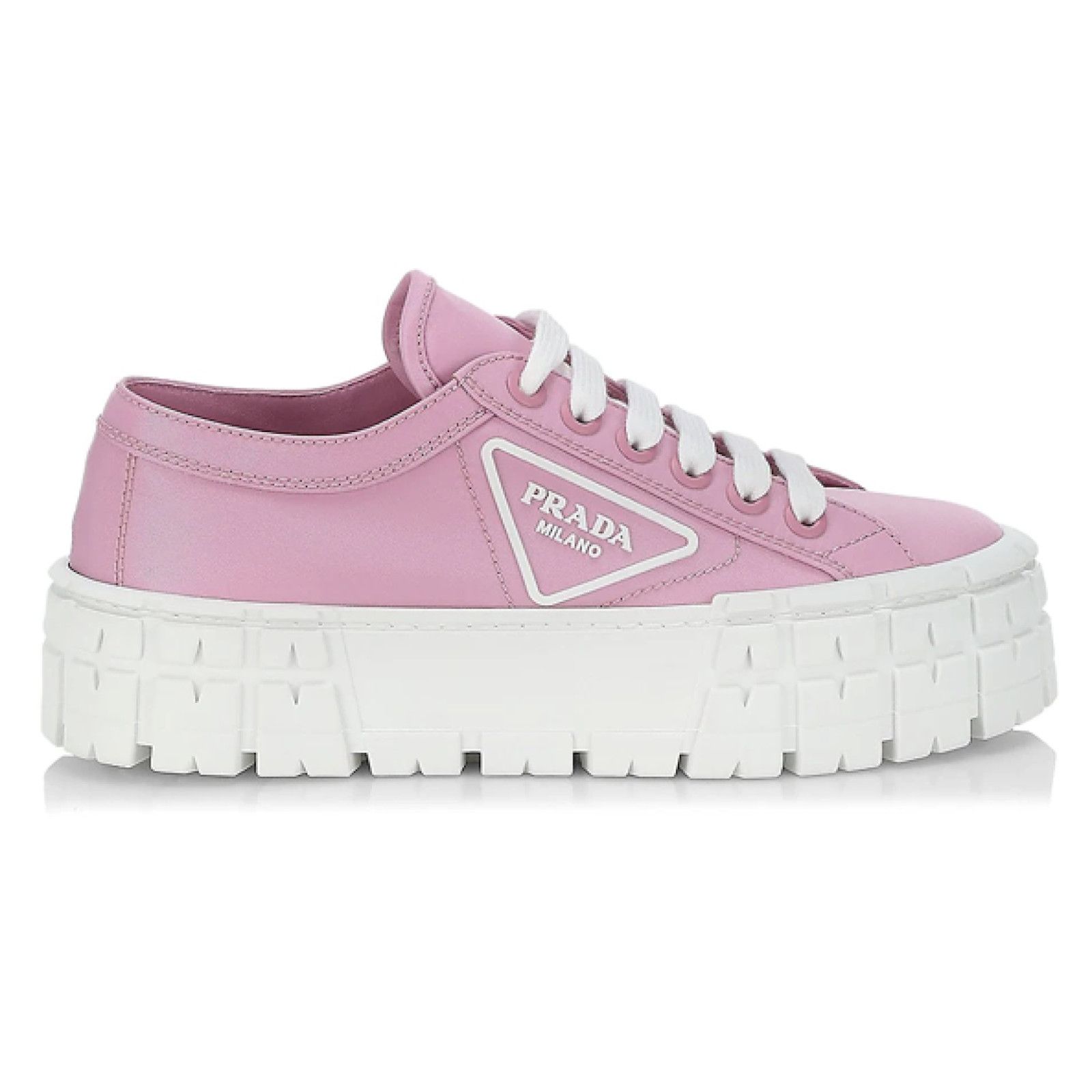 Prada Prada Pink Nylon White Platform Flat Low Top Sneaker 38 Size US 8 / IT 38 - 1 Thumbnail