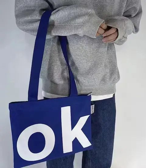 Japanese Brand Fashion y2k ok canvas shoulder bag tote bag aesthetic Size ONE SIZE - 3 Thumbnail