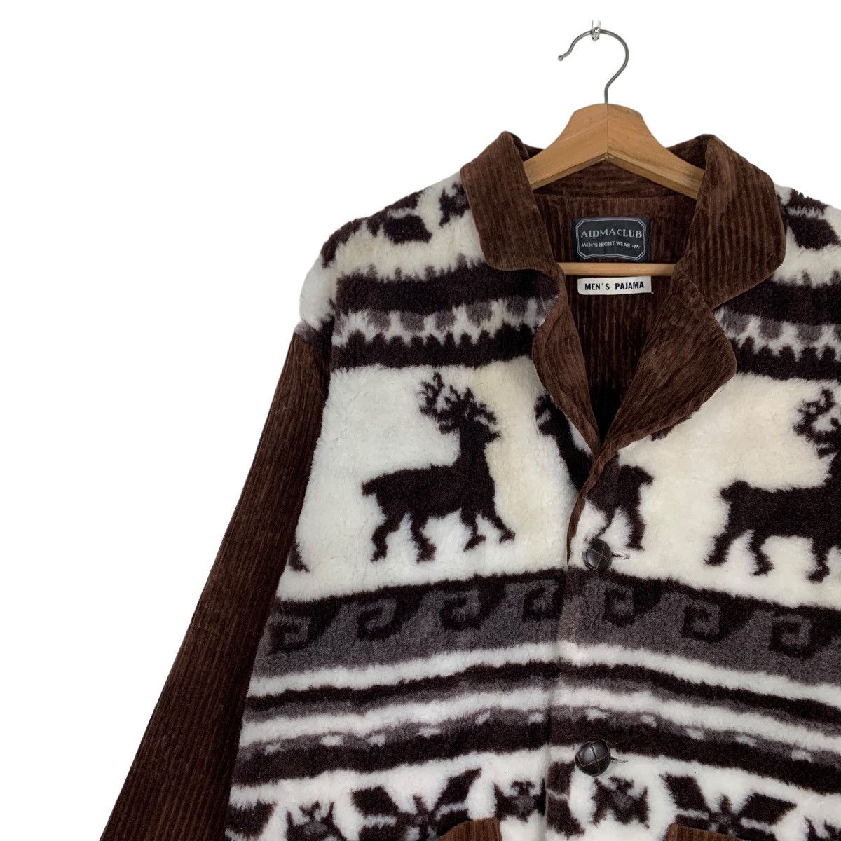 Japanese Brand AIDMA CLUB Fleece Printed Hybrid Corduroy Jacket #0456-C21 Size US M / EU 48-50 / 2 - 6 Thumbnail