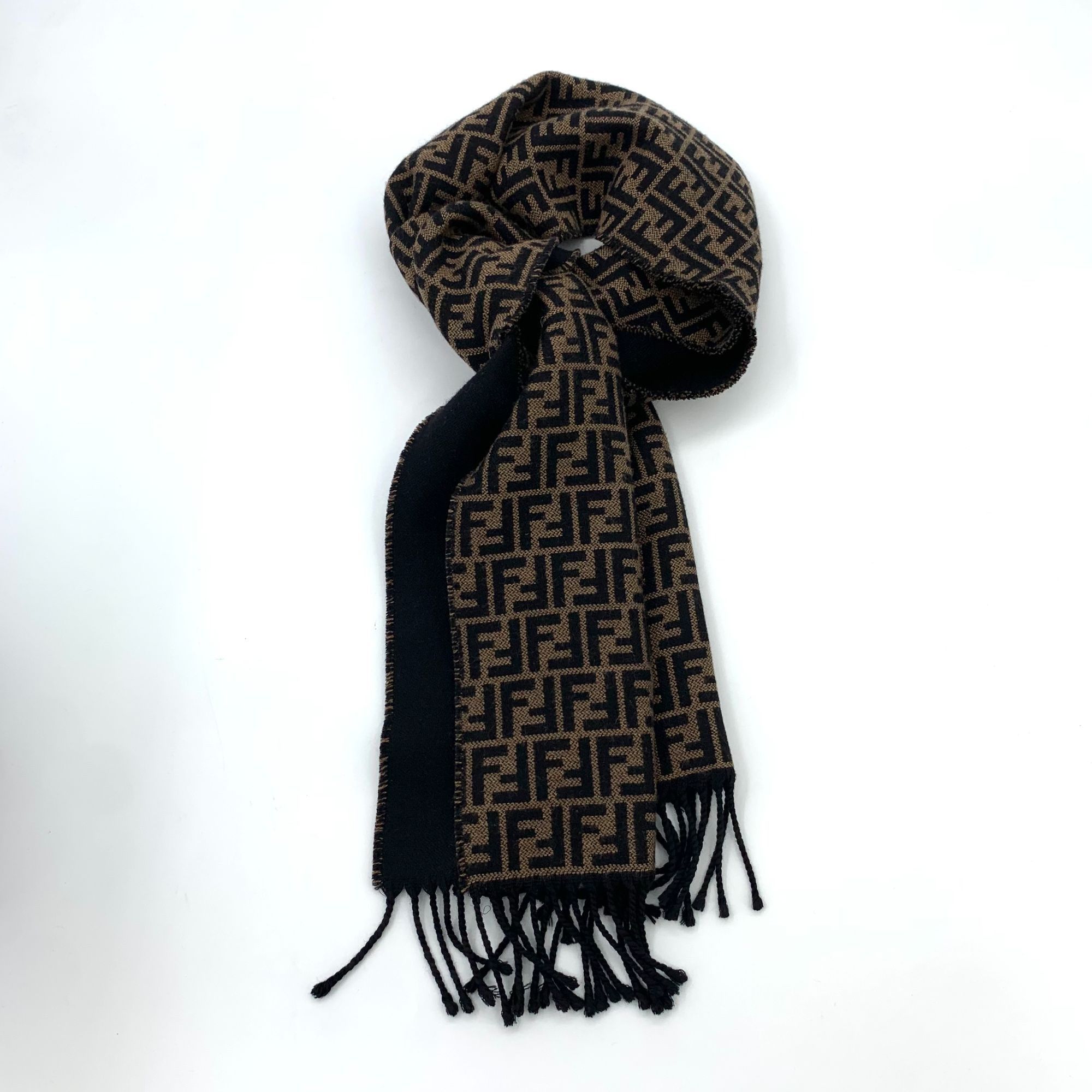 Fendi Fendi Womens Double-Sided Zucca Logo Wool & Cashmere Scarf W Size ONE SIZE - 7 Thumbnail