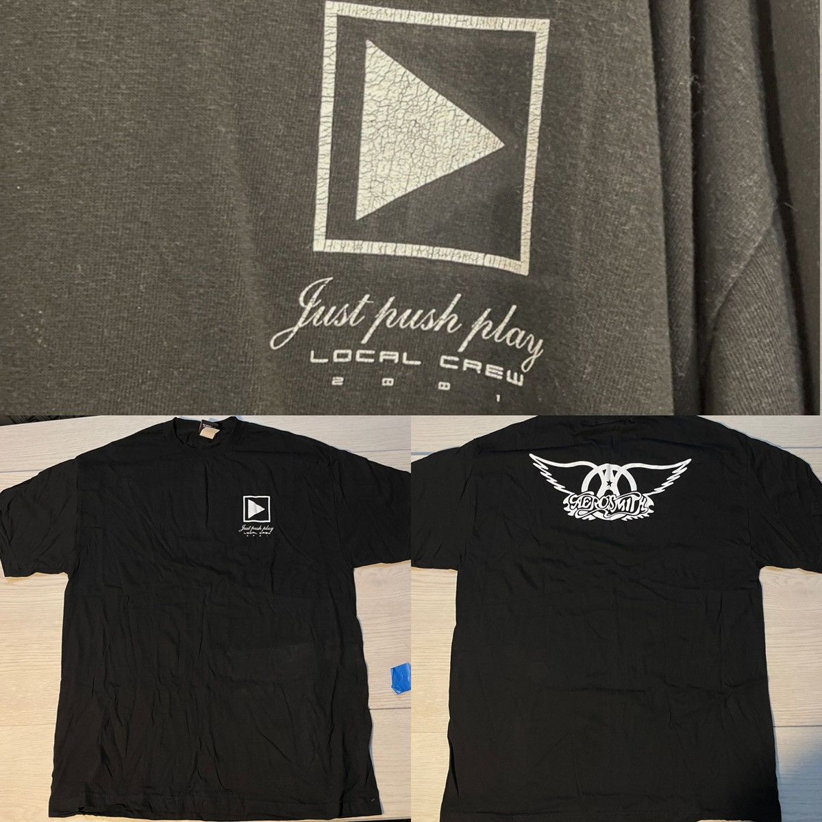 Vintage Aerosmith 2001 just push play Local Crew VNTG Shirt XL RARE Size US XL / EU 56 / 4 - 1 Thumbnail