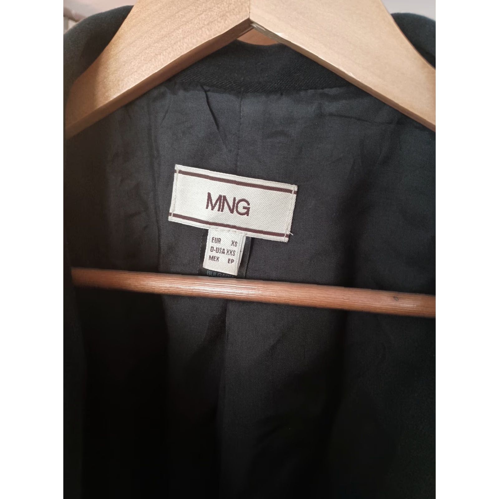 Vintage VINTAGE MNG Black Pea Coat Coat Long XS Womens Cotton Lining Belt +Buttons Bulgaria Size XS / US 0-2 / IT 36-38 - 2 Thumbnail